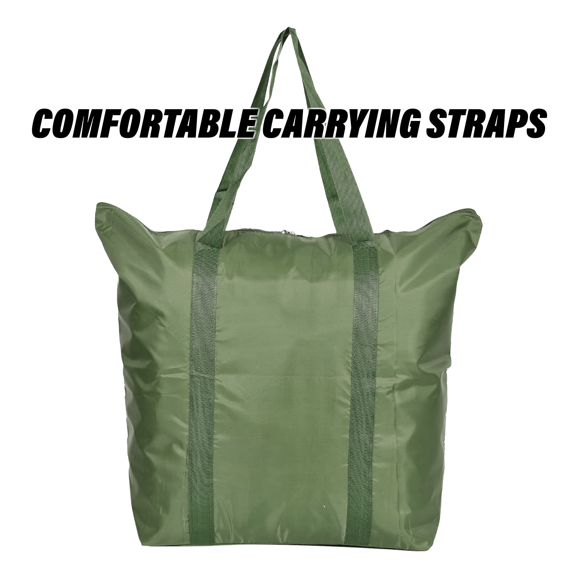 Kuber Industries Storage Bag  Clothes Storage Bag  Storage Bag with Handle  Parachute Shopping Bag  Grocery Hand Bag  Foldable Storage Bag  Lining Front Pocket  Green