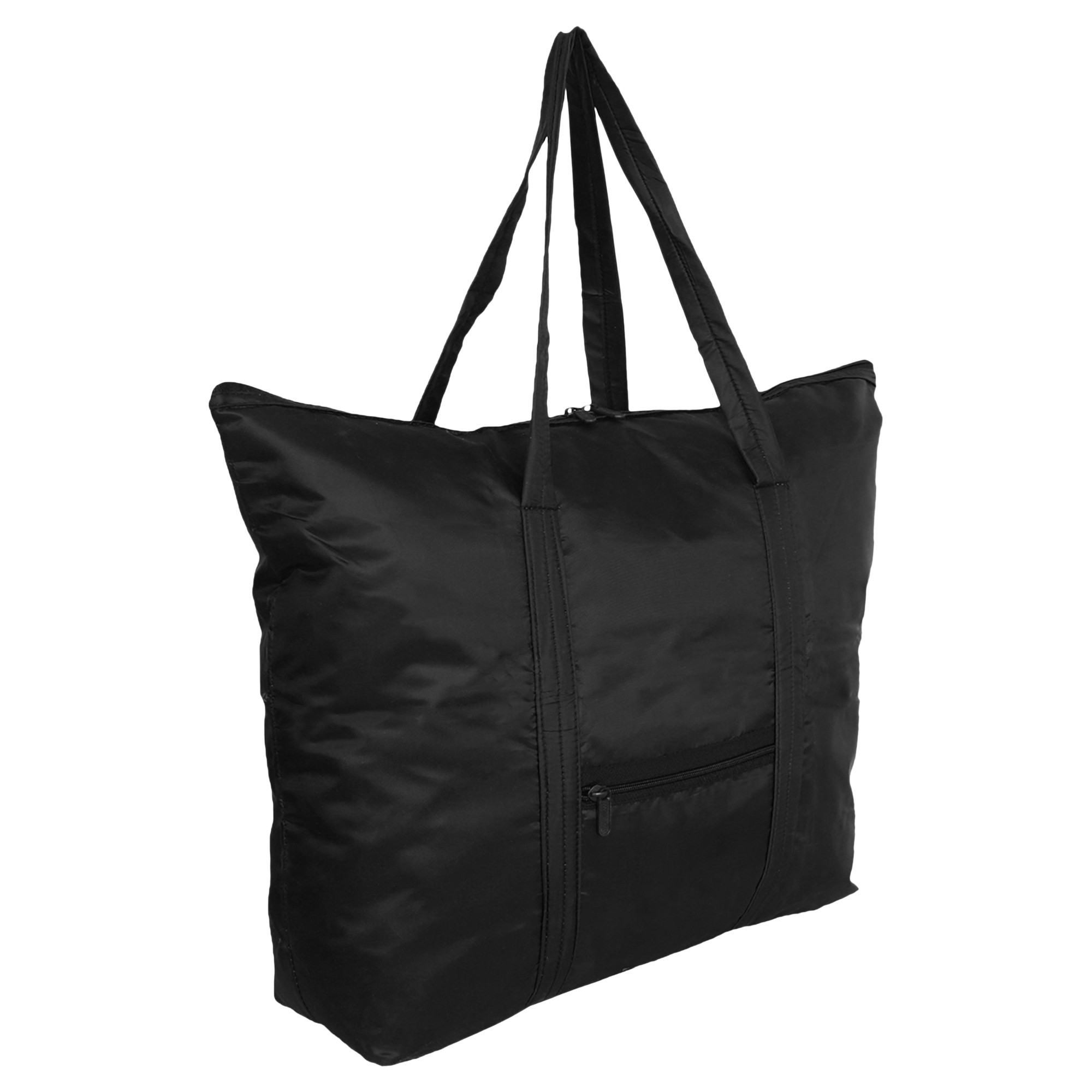 Kuber Industries Storage Bag | Clothes Storage Bag | Storage Bag with Handle | Parachute Shopping Bag | Grocery Hand Bag | Foldable Storage Bag | Front Pocket Storage Bag | Black