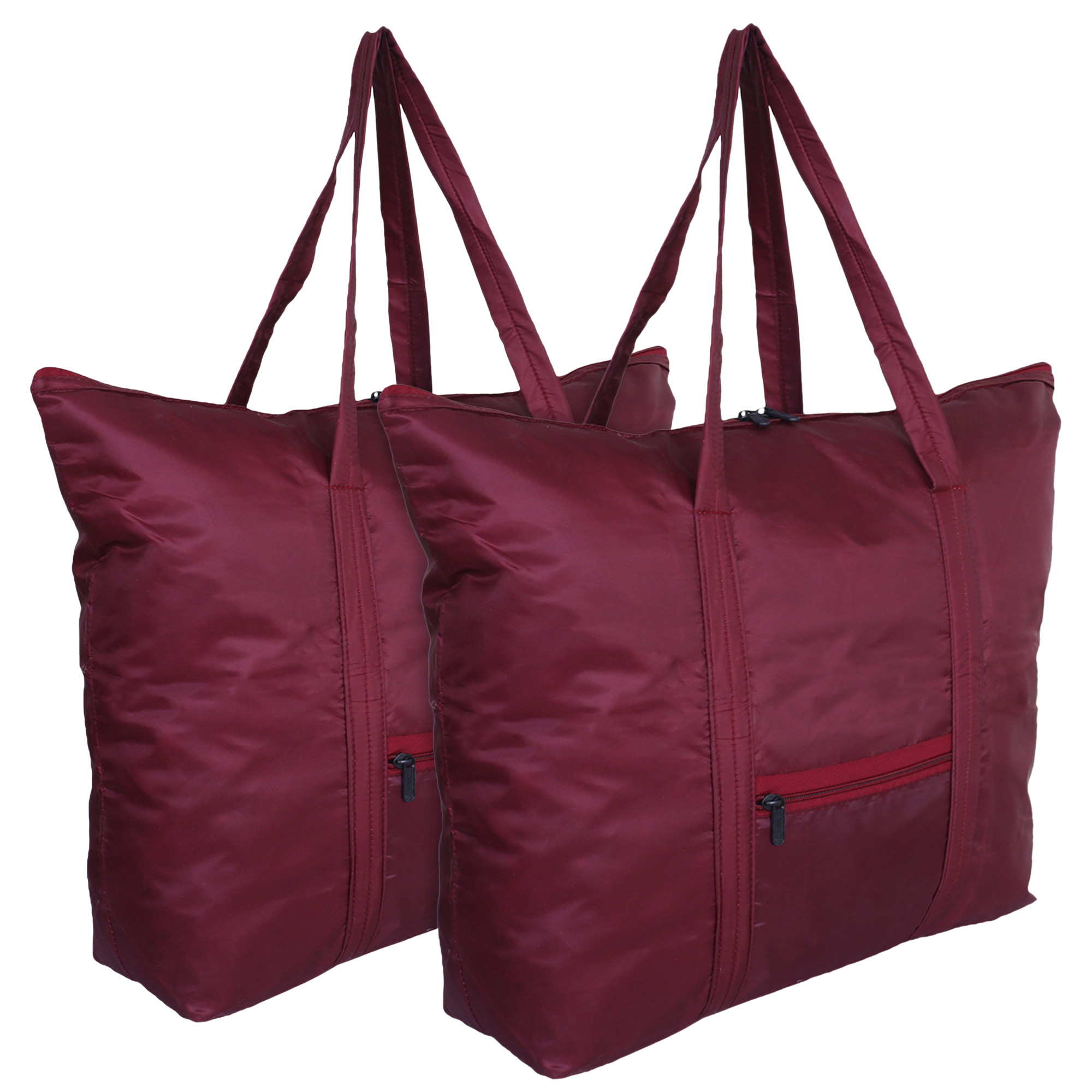 Kuber Industries Storage Bag | Clothes Storage Bag | Storage Bag with Handle | Parachute Shopping Bag | Grocery Hand Bag | Foldable Storage Bag | Front Pocket Storage Bag | Maroon