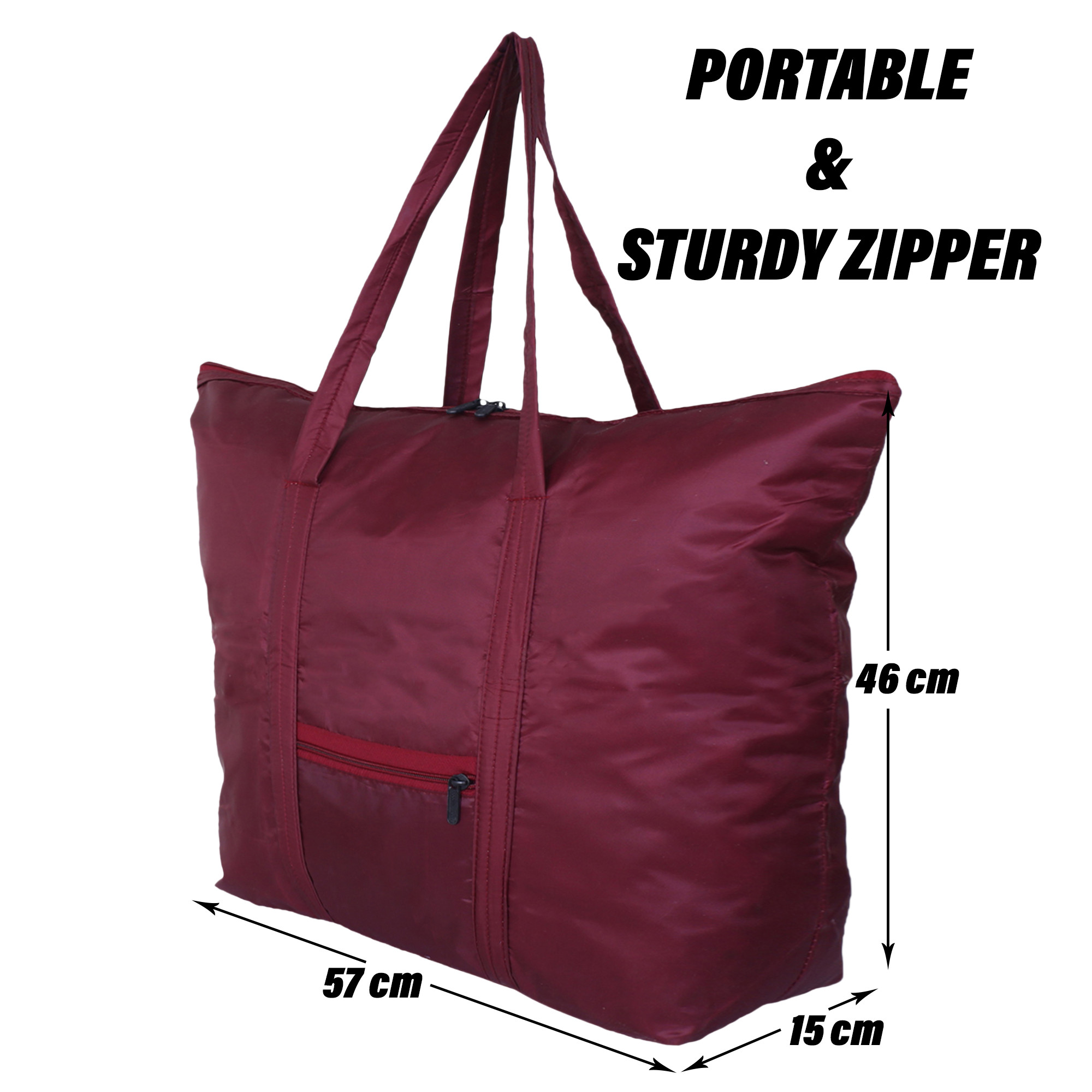 Kuber Industries Storage Bag | Clothes Storage Bag | Storage Bag with Handle | Parachute Shopping Bag | Grocery Hand Bag | Foldable Storage Bag | Front Pocket Storage Bag | Pack of 2 | Multi