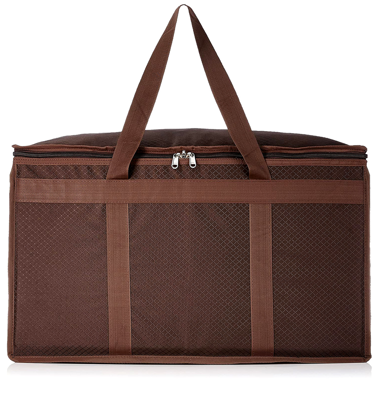 Kuber Industries Storage Bag  Rexine Duffle Bag  Underbed Storage Bag  2 Side Zipper Storage Bag  Clothes Storage Bag with Handle  Wardrobe Organiser  Large  Brown