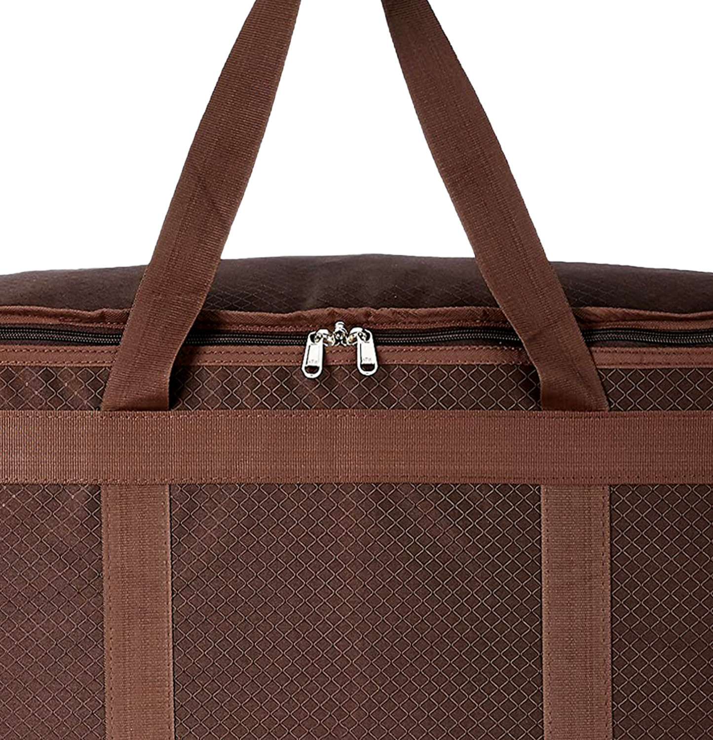 Kuber Industries Storage Bag  Rexine Duffle Bag  Underbed Storage Bag  2 Side Zipper Storage Bag  Clothes Storage Bag with Handle  Wardrobe Organiser  Large  Brown