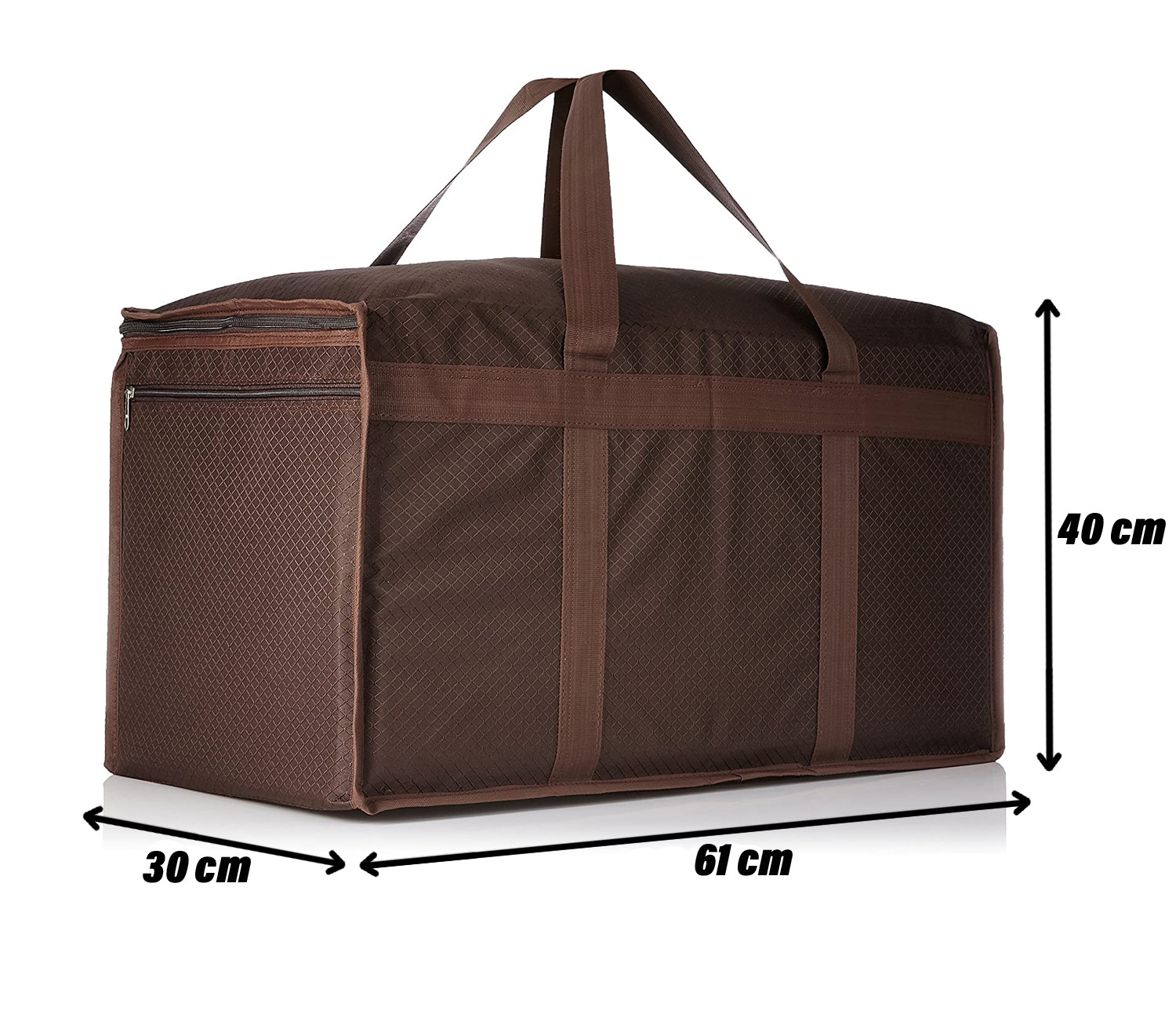 Kuber Industries Storage Bag | Rexine Duffle Bag | Underbed Storage Bag | 2 Side Zipper Storage Bag | Clothes Storage Bag with Handle | Wardrobe Organiser | Large | Brown