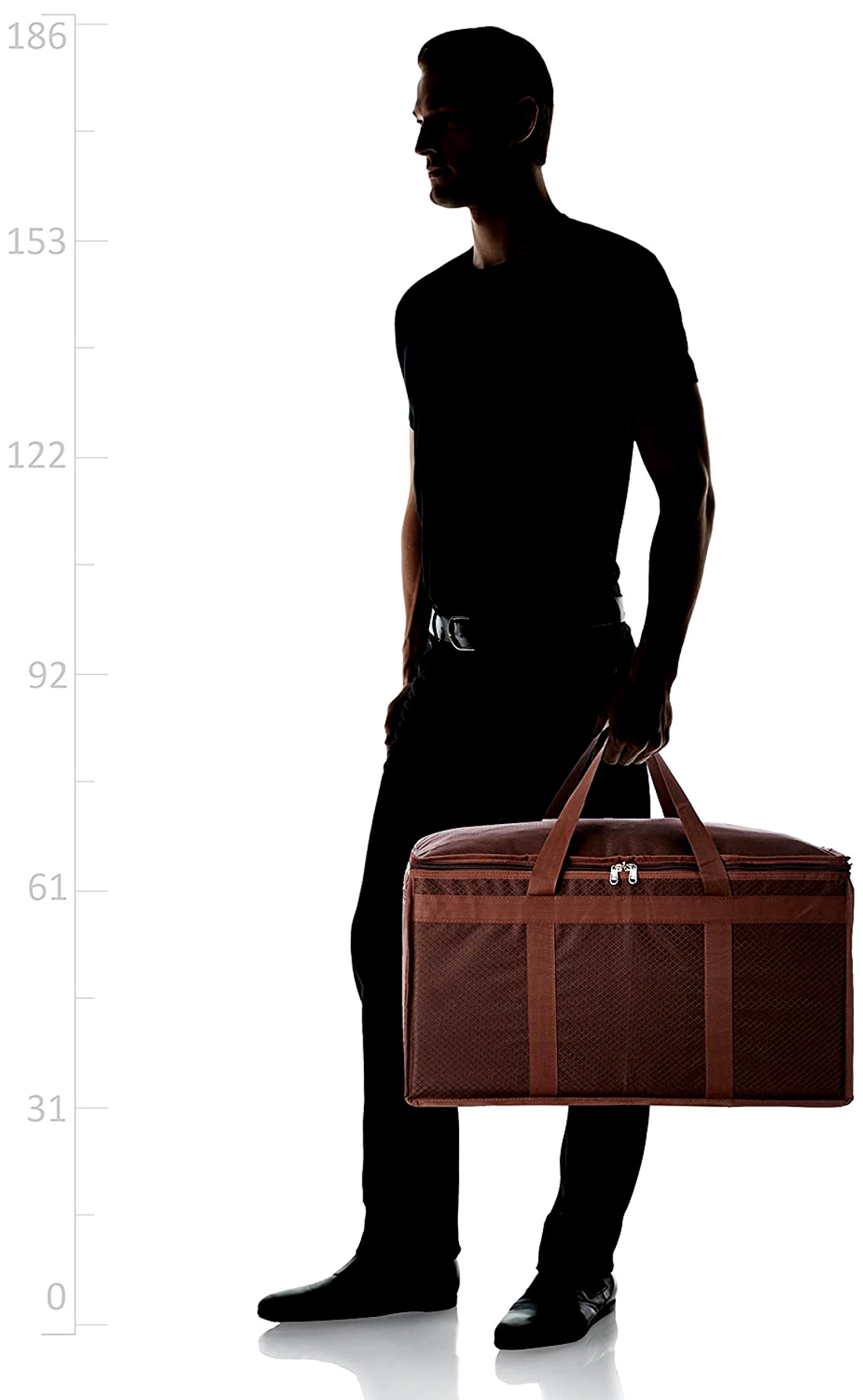 Kuber Industries Storage Bag | Rexine Duffle Bag | Underbed Storage Bag | 2 Side Zipper Storage Bag | Clothes Storage Bag with Handle | Wardrobe Organiser | Large | Brown