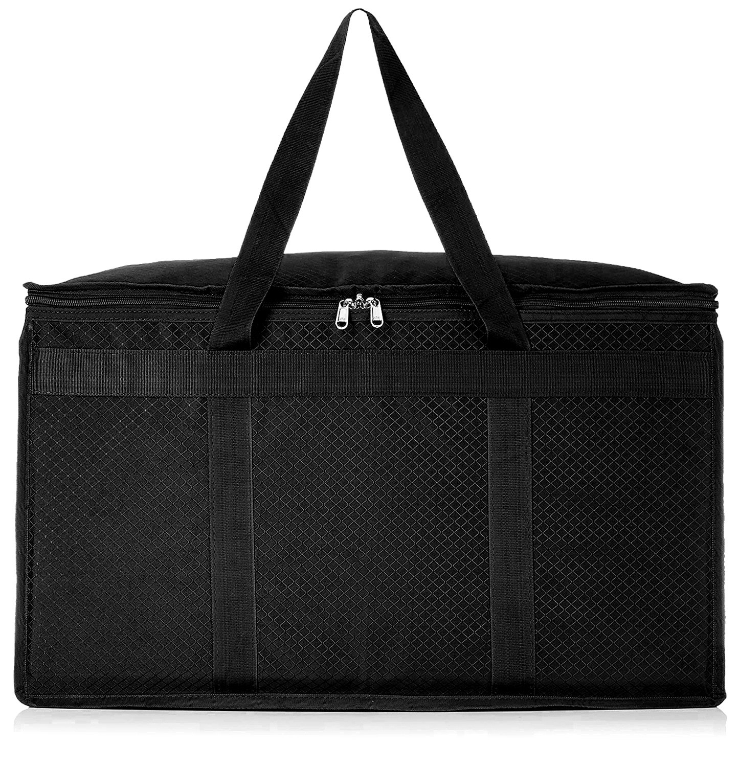 Kuber Industries Storage Bag | Rexine Duffle Bag | Underbed Storage Bag | 2 Side Zipper Storage Bag | Clothes Storage Bag with Handle | Wardrobe Organiser | Large | Black