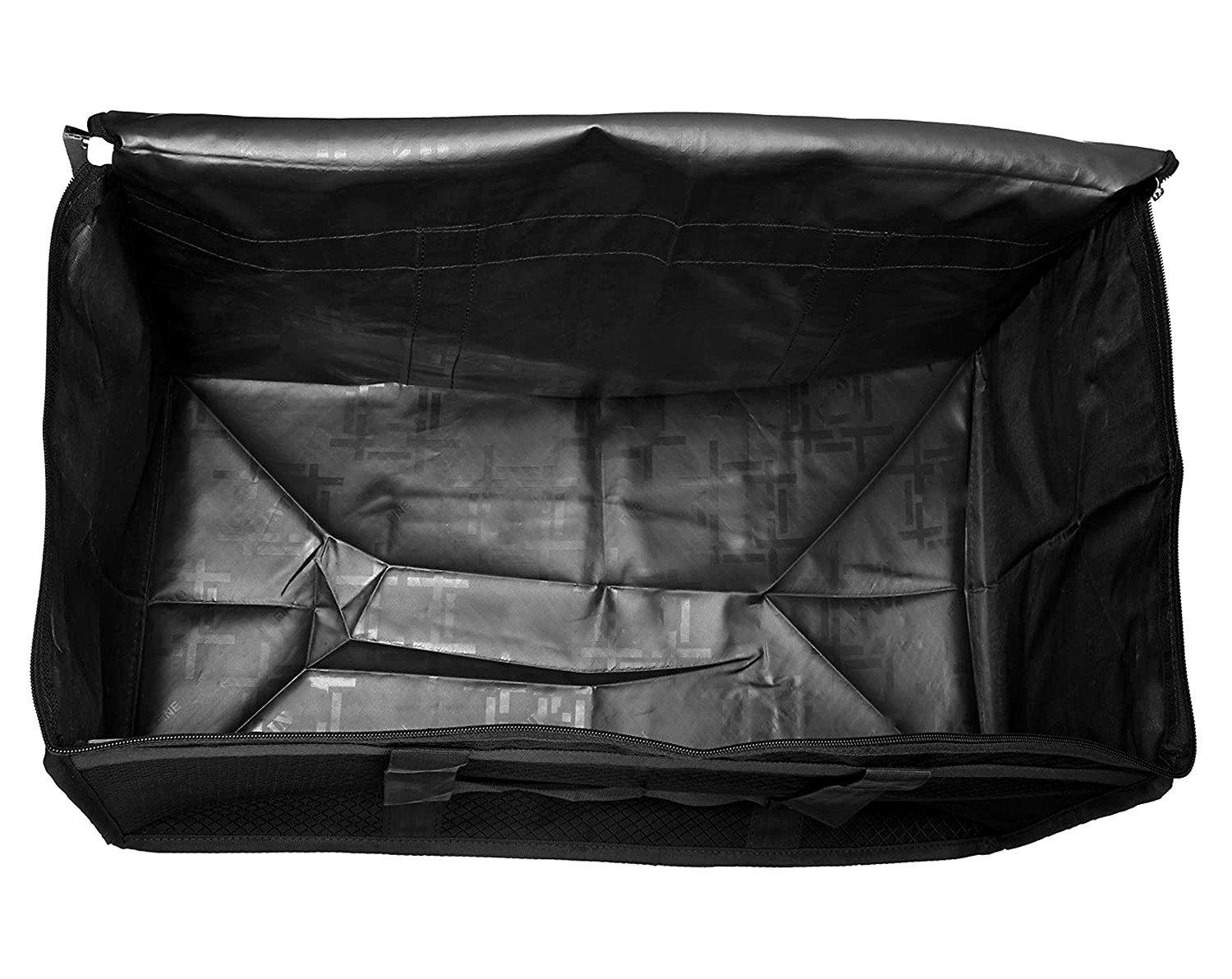 Kuber Industries Storage Bag | Rexine Duffle Bag | Underbed Storage Bag | 2 Side Zipper Storage Bag | Clothes Storage Bag with Handle | Wardrobe Organiser | Large | Black