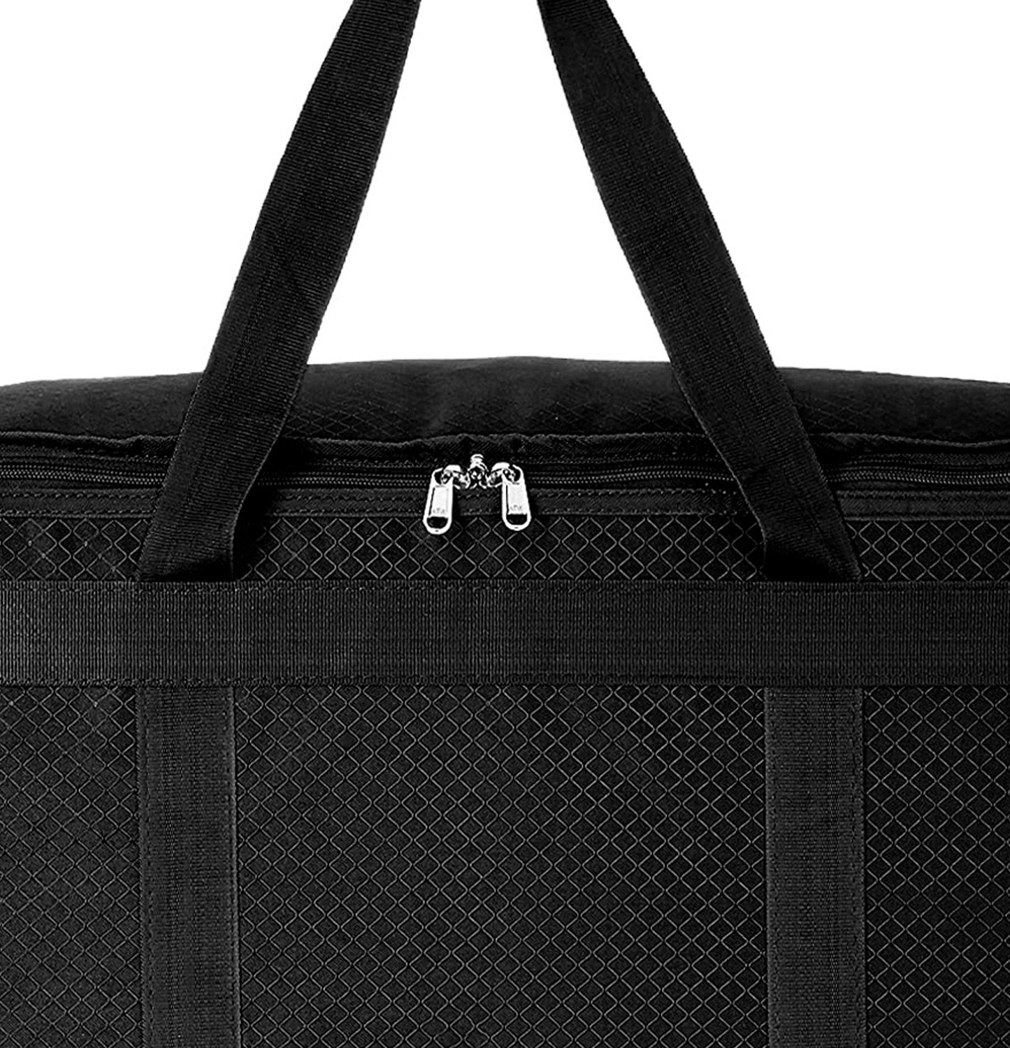 Kuber Industries Storage Bag | Rexine Duffle Bag | Underbed Storage Bag | 2 Side Zipper Storage Bag | Clothes Storage Bag with Handle | Wardrobe Organiser | Large | Black
