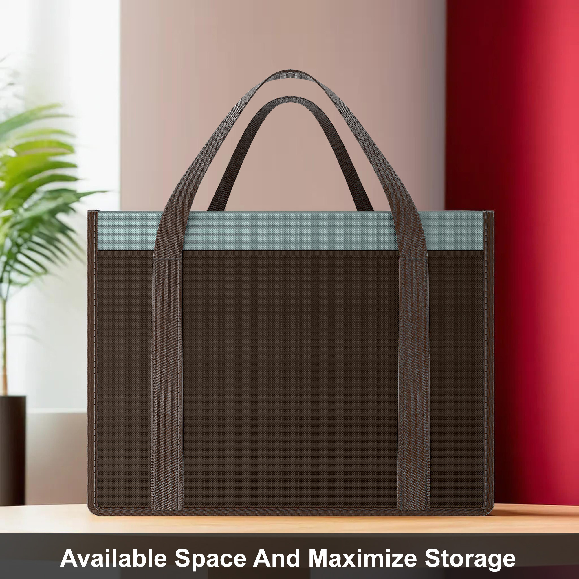 Kuber Industries Storage Bag  Wardrobe Organizer for Clothes  Closet Wardrobe Organizer  Waterproof Clothing-Bedding Bag  Foldable Zipper Cloth Bag  Medium  Grey Patti  Brown