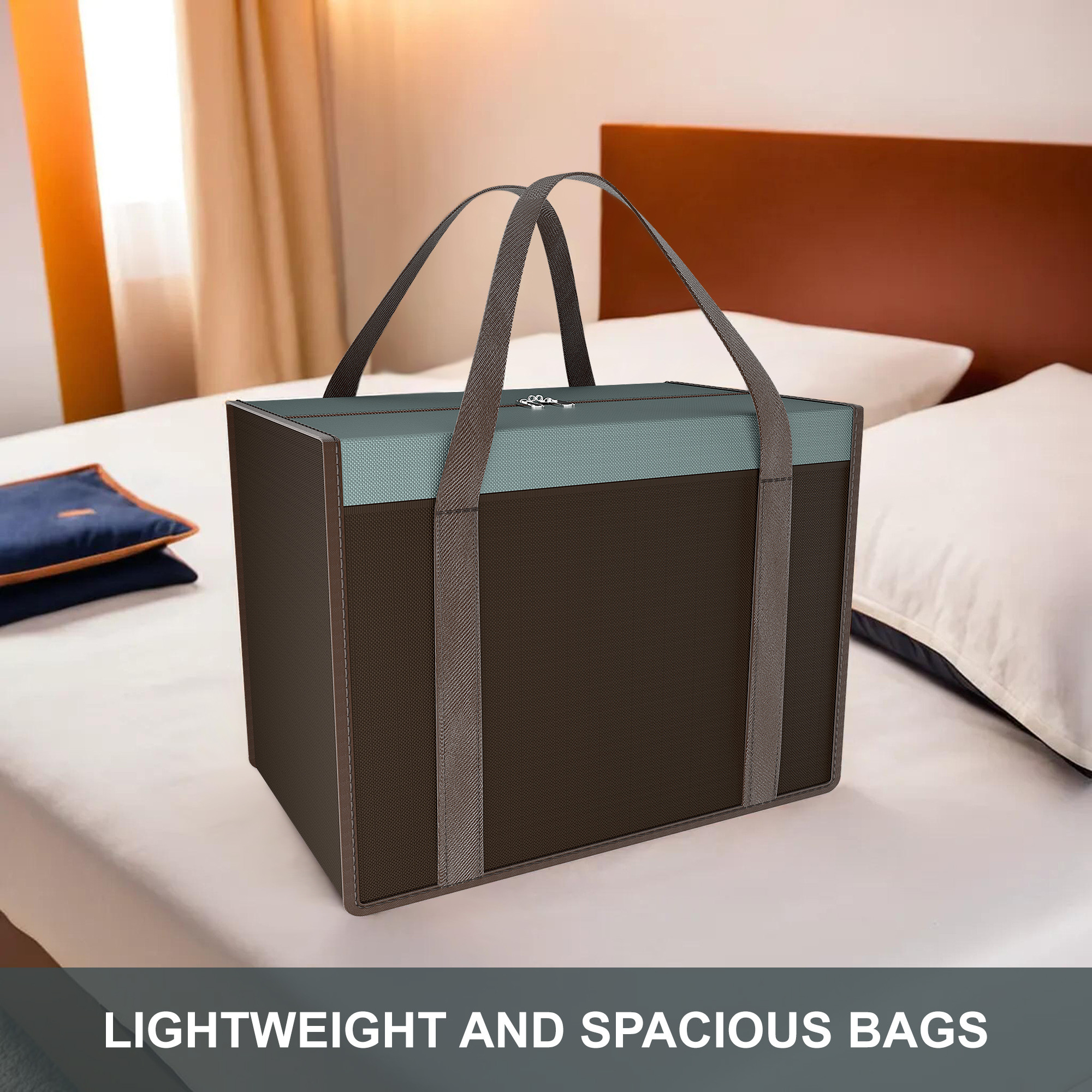 Kuber Industries Storage Bag  Wardrobe Organizer for Clothes  Closet Wardrobe Organizer  Waterproof Clothing-Bedding Bag  Foldable Zipper Cloth Bag  Medium  Grey Patti  Brown