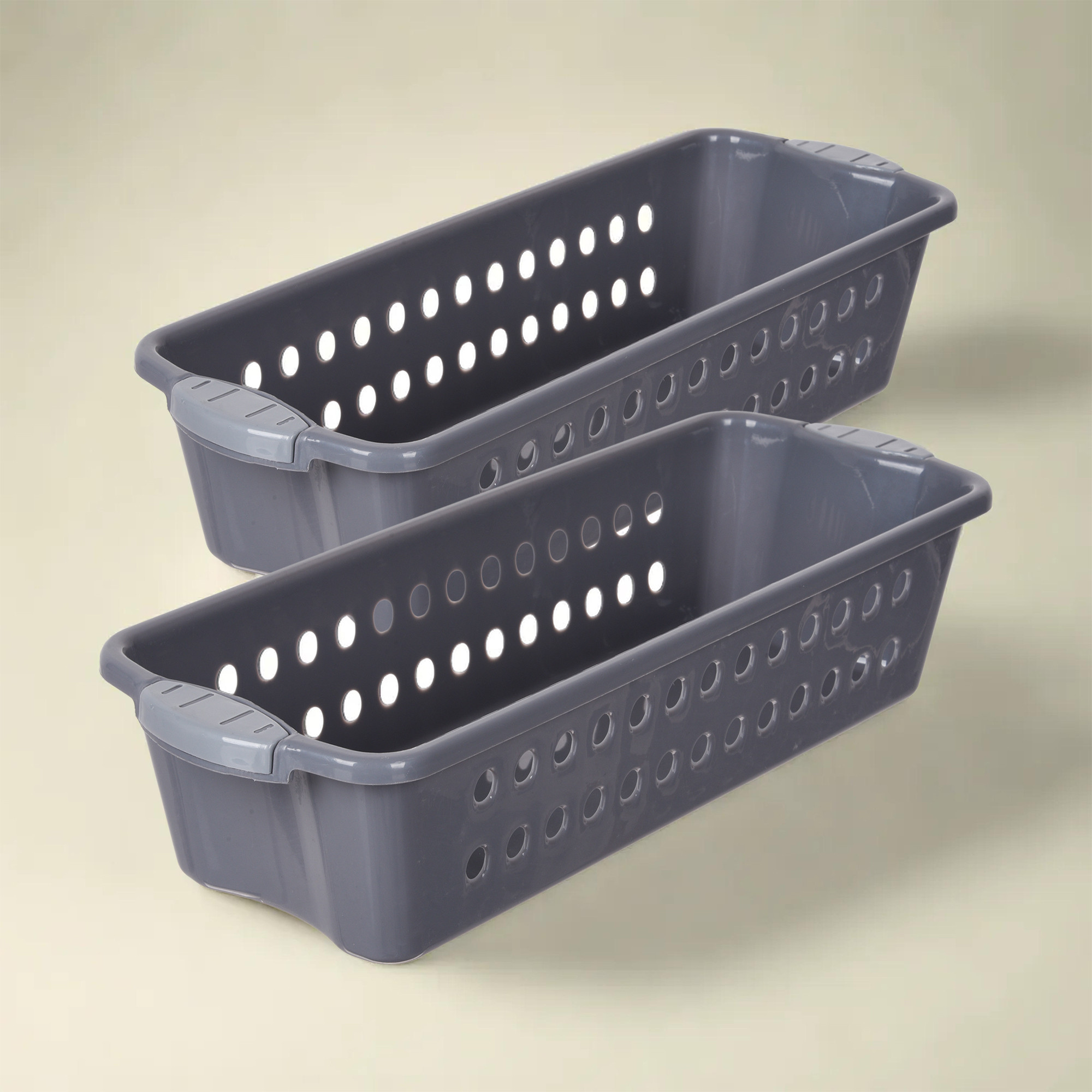Kuber Industries Storage Basket | Storage Organizer for Kitchen-Refrigerator-Vegetables-Stationery | Multipurpose Cabinet Shelf Rack | Storage Box for Kitchen | JAWA-2 | Medium | Gray