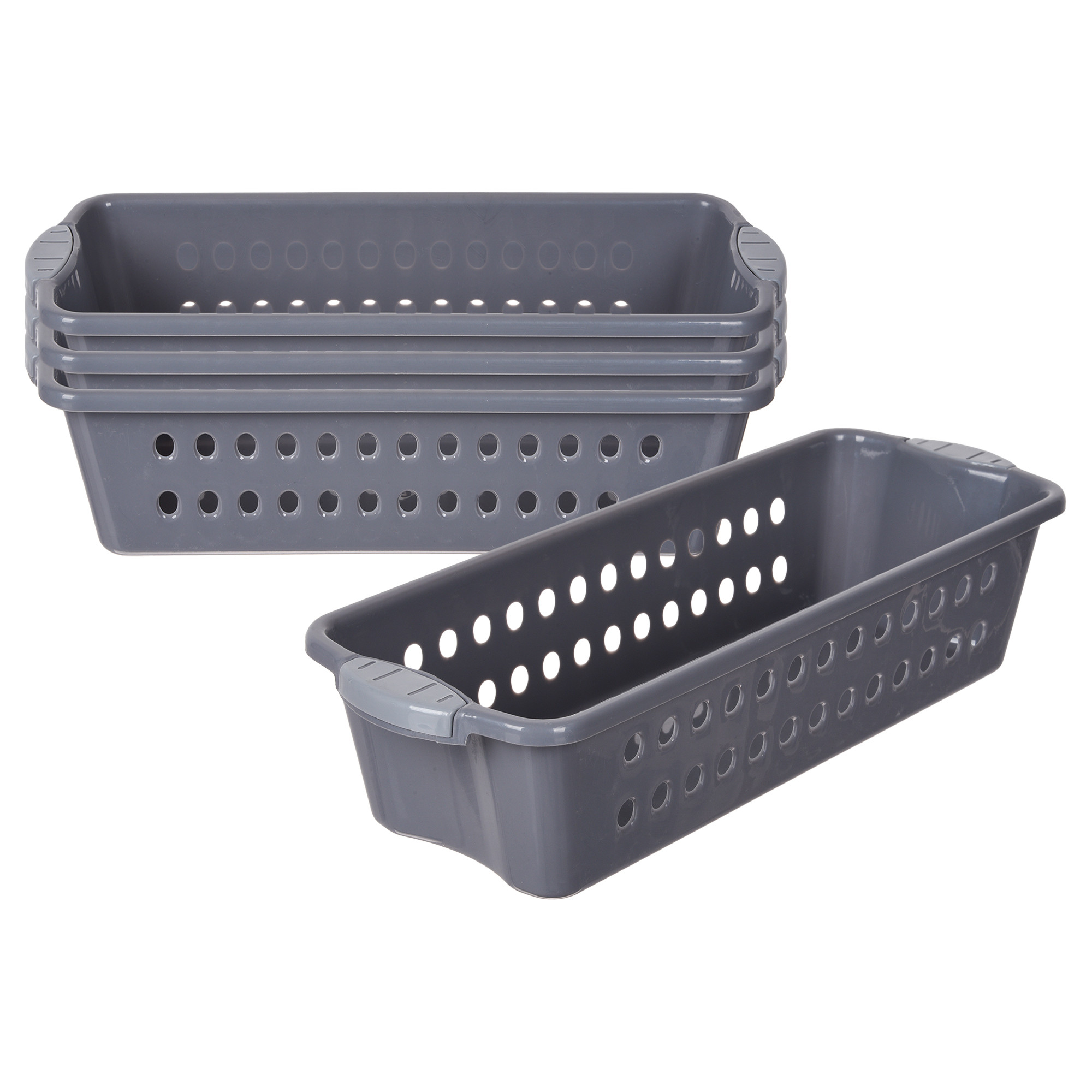 Kuber Industries Storage Basket | Storage Organizer for Kitchen-Refrigerator-Vegetables-Stationery | Multipurpose Cabinet Shelf Rack | Storage Box for Kitchen | JAWA-2 | Medium | Gray