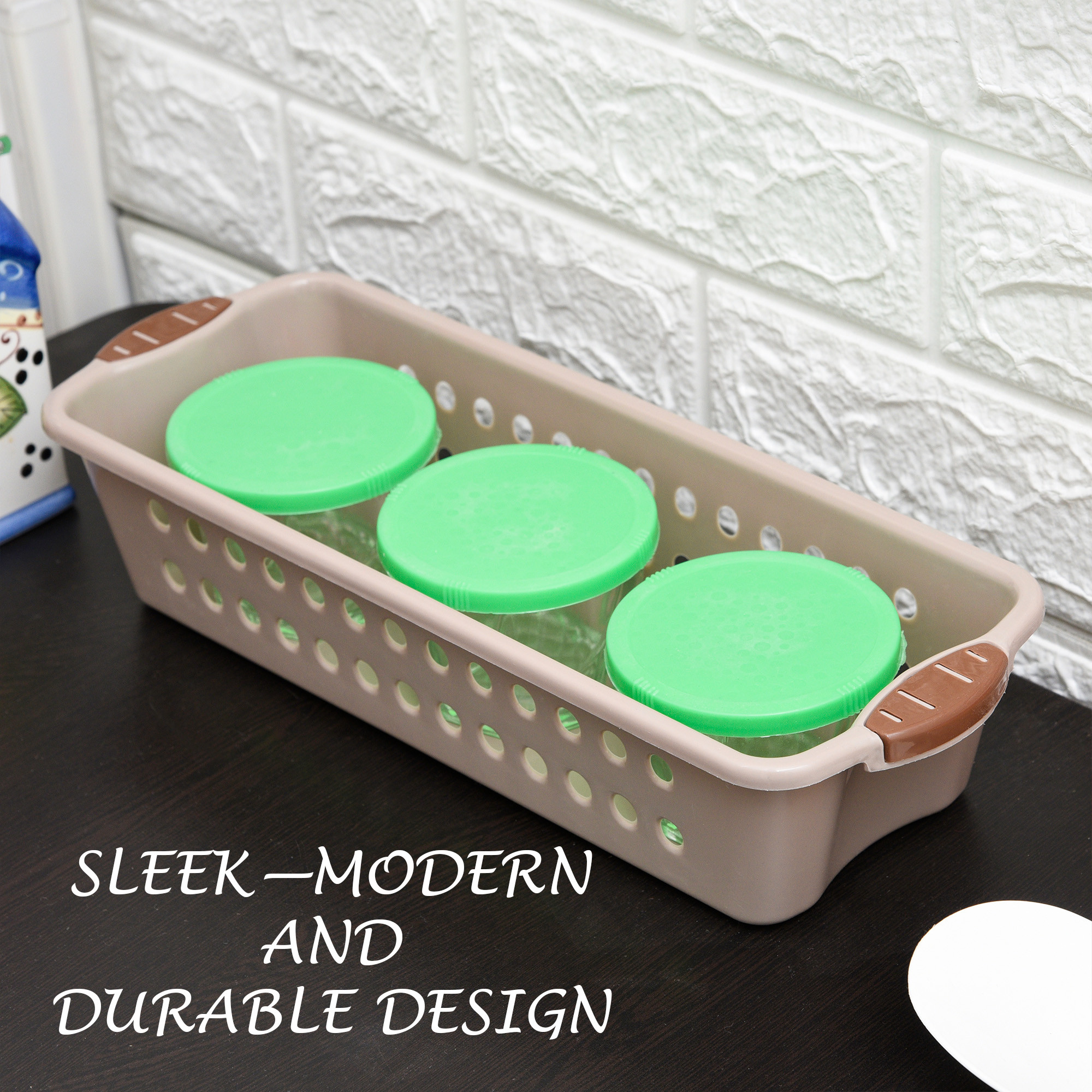 Kuber Industries Storage Basket | Storage Organizer for Kitchen-Refrigerator-Vegetables-Stationery | Multipurpose Cabinet Shelf Rack | Storage Box for Kitchen | JAWA-2 | Medium | Peach