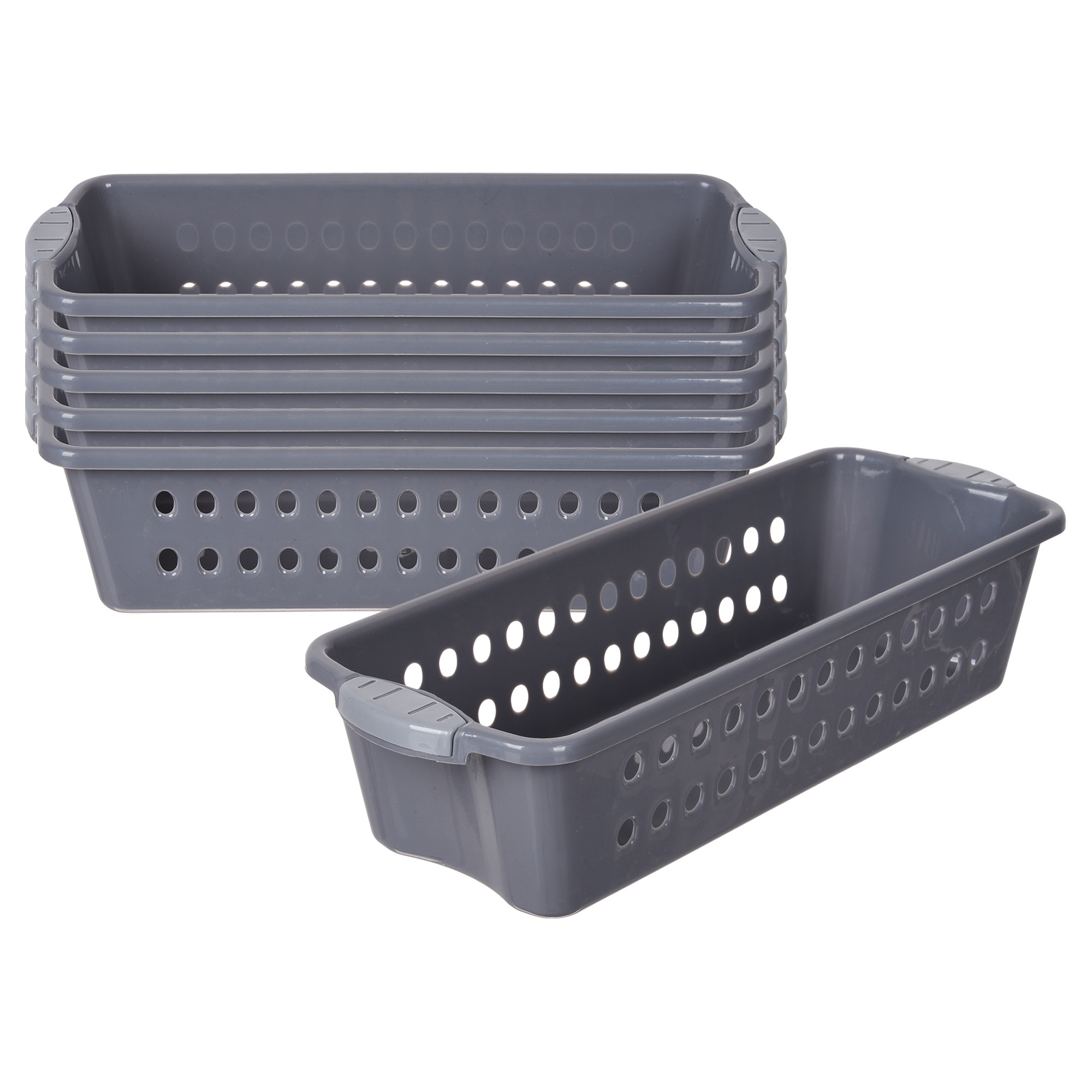 Kuber Industries Storage Basket | Storage Organizer for Kitchen-Refrigerator-Vegetables-Stationery | Multipurpose Cabinet Shelf Rack | Storage Box for Kitchen | JAWA-3 | Large | Gray