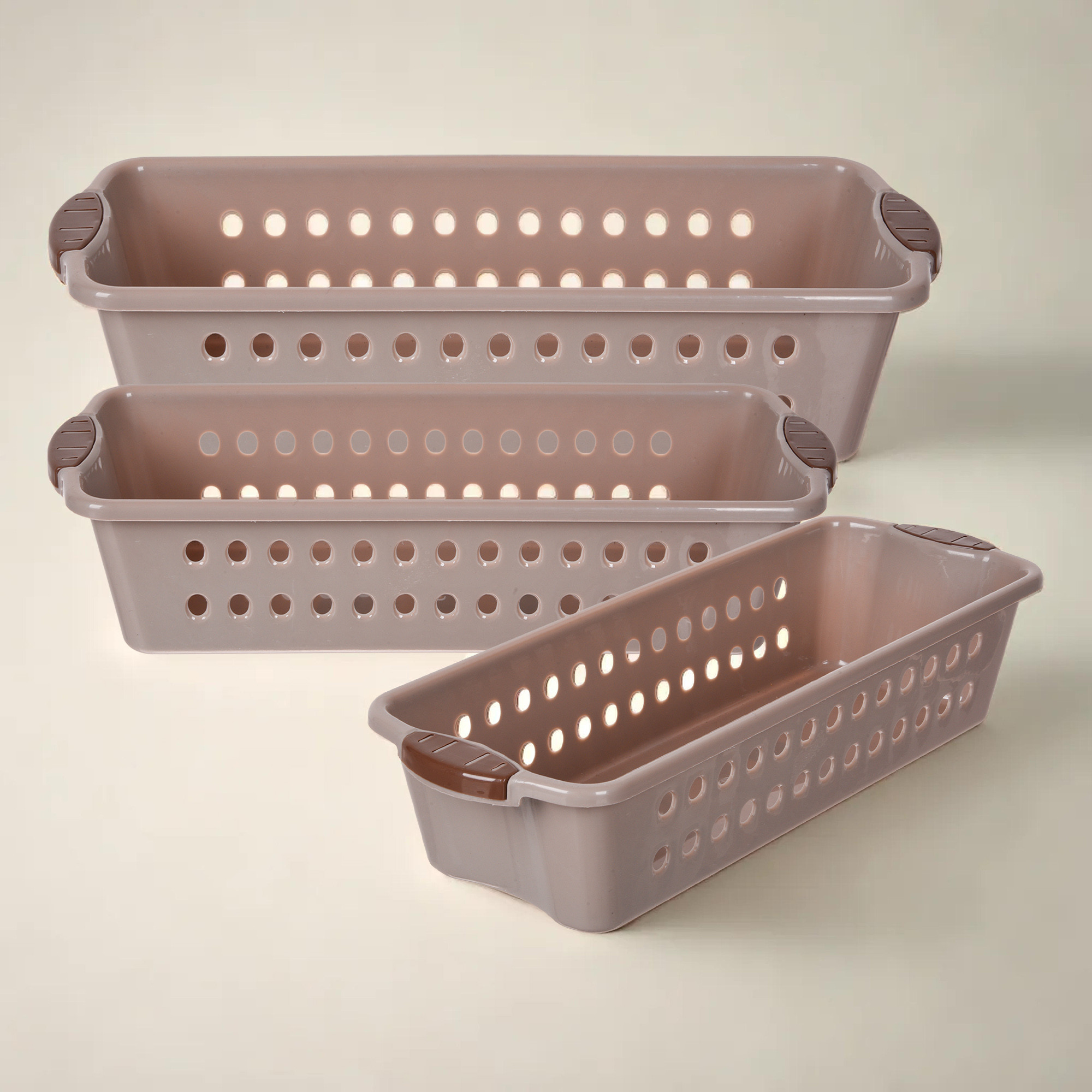 Kuber Industries Storage Basket | Storage Organizer for Kitchen-Refrigerator-Vegetables-Stationery | Multipurpose Cabinet Shelf Rack | Storage Box for Kitchen | S-M-L | Peach