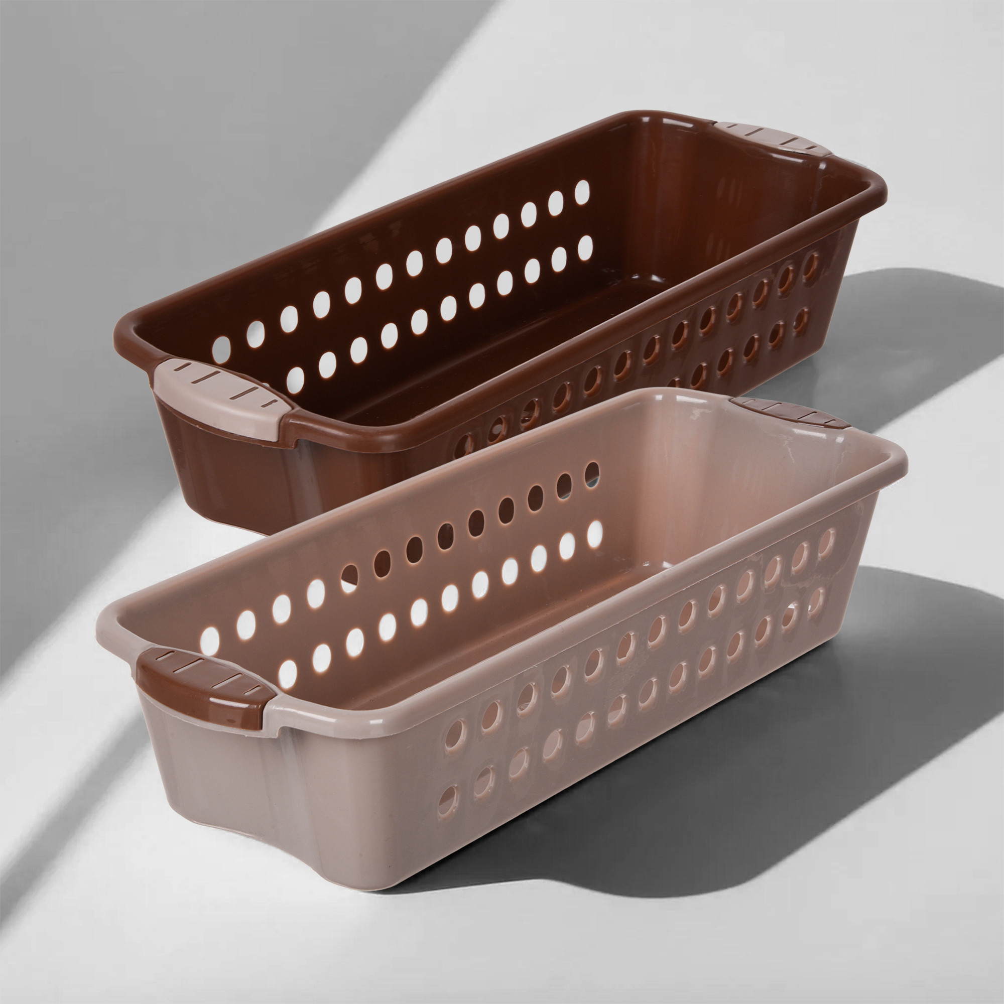 Kuber Industries Storage Basket | Storage Organizer for Refrigerator-Vegetables-Stationery | Multipurpose Cabinet Shelf Rack | Storage Box for Kitchen | JAWA-3 | Large | Peach & Brown