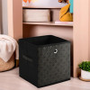 Storage Box | Foldable Square Storage Box with Ring | Golden Dot | Cloth Organiser for Wardrobe | Non-Woven | Cupboard Organizer | Ideal for Toys, Books, Shoes | Black