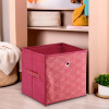 Storage Box | Foldable Square Storage Box with Ring | Golden Print | Cloth Organiser for Wardrobe | Non-Woven | Cupboard Organizer | Ideal for Toys, Books, Shoes | Maroon