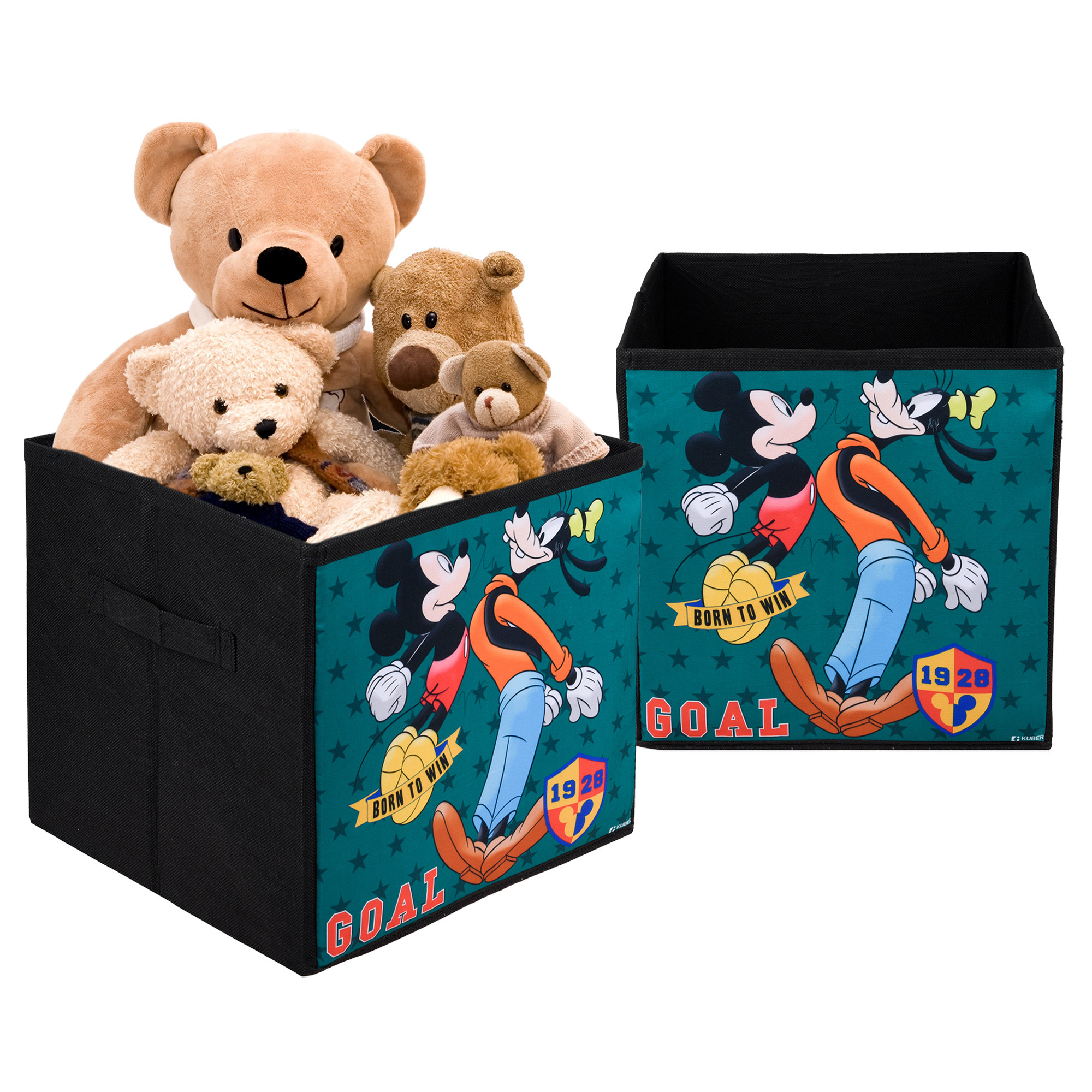Kuber Industries Storage Box | Square Toy Storage Box | Wardrobe Organizer for Clothes-Books-Toys | Stationary Organizer | Drawer Organizer Box with Handle | Disney Goofy | Black