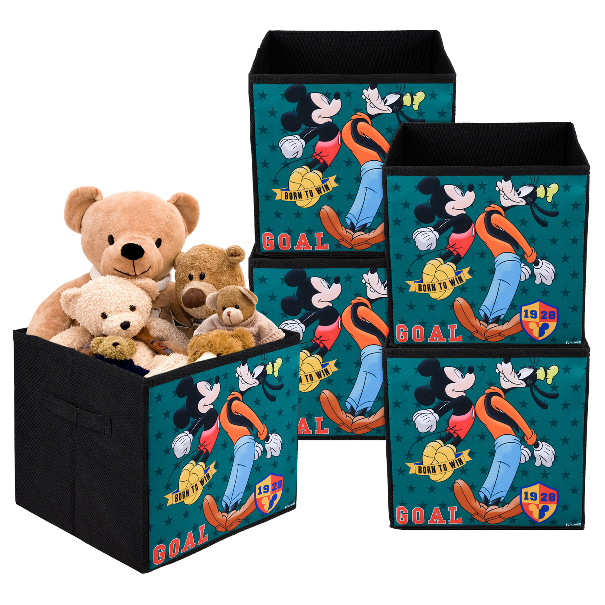 Kuber Industries Storage Box | Square Toy Storage Box | Wardrobe Organizer for Clothes-Books-Toys | Stationary Organizer | Drawer Organizer Box with Handle | Disney Goofy | Black