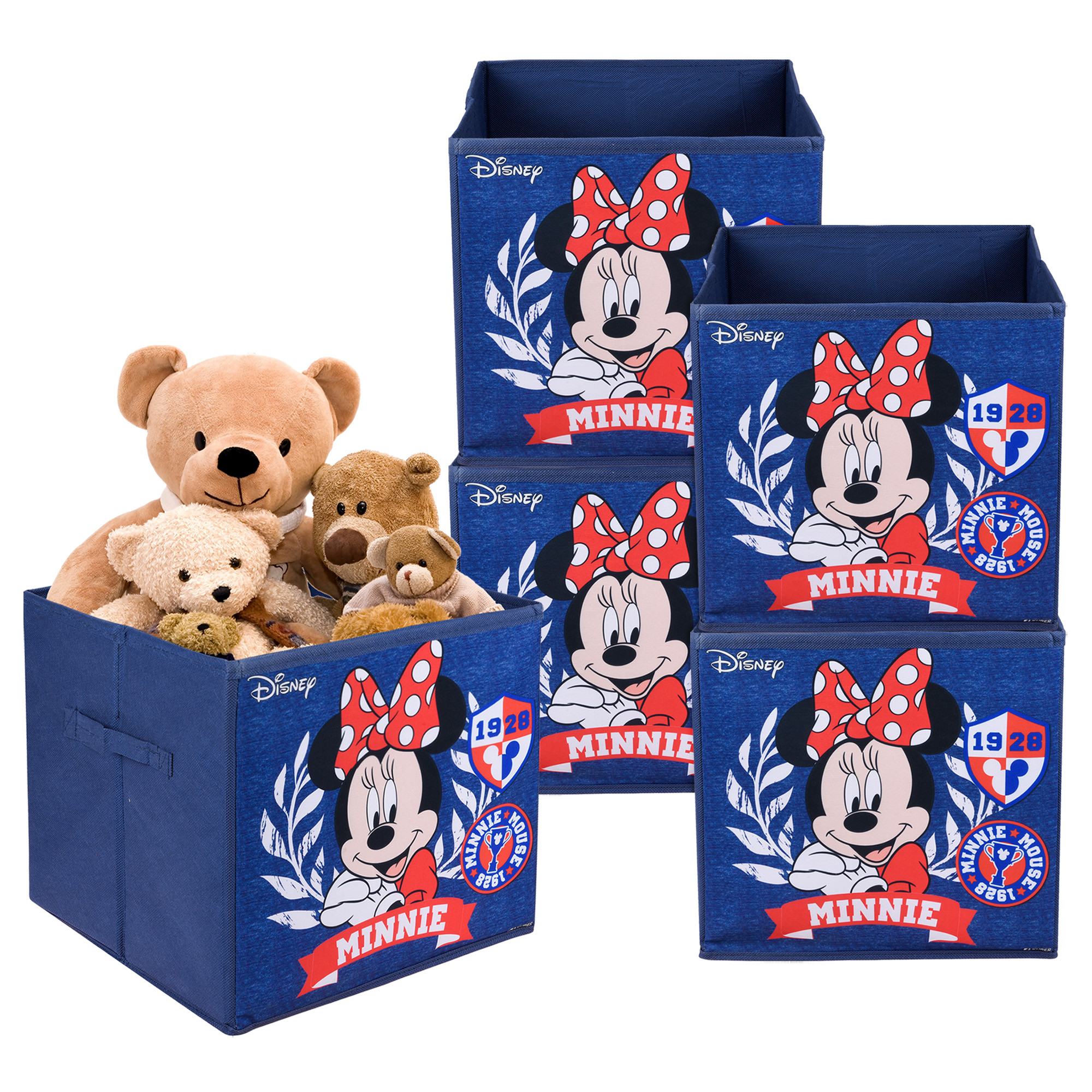 Kuber Industries Storage Box | Square Toy Storage Box | Wardrobe Organizer for Clothes-Books-Toys | Stationary Organizer | Drawer Organizer Box with Handle | Disney Minnie | Navy Blue