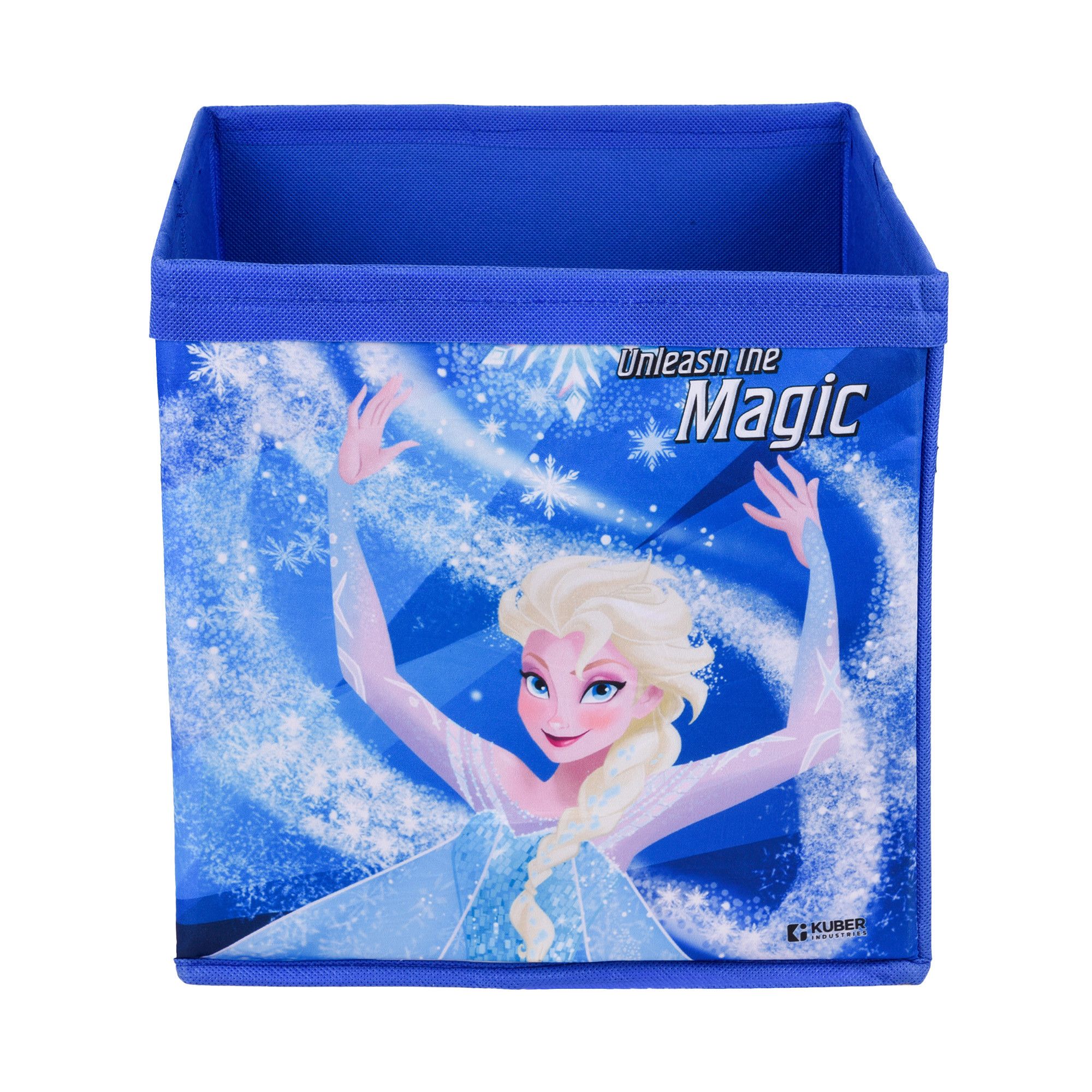 Kuber Industries Storage Box | Square Toy Storage Box | Wardrobe Organizer for Clothes-Books-Toys | Stationary Organizer | Drawer Organizer Box with Handle | Disney Frozen | Blue
