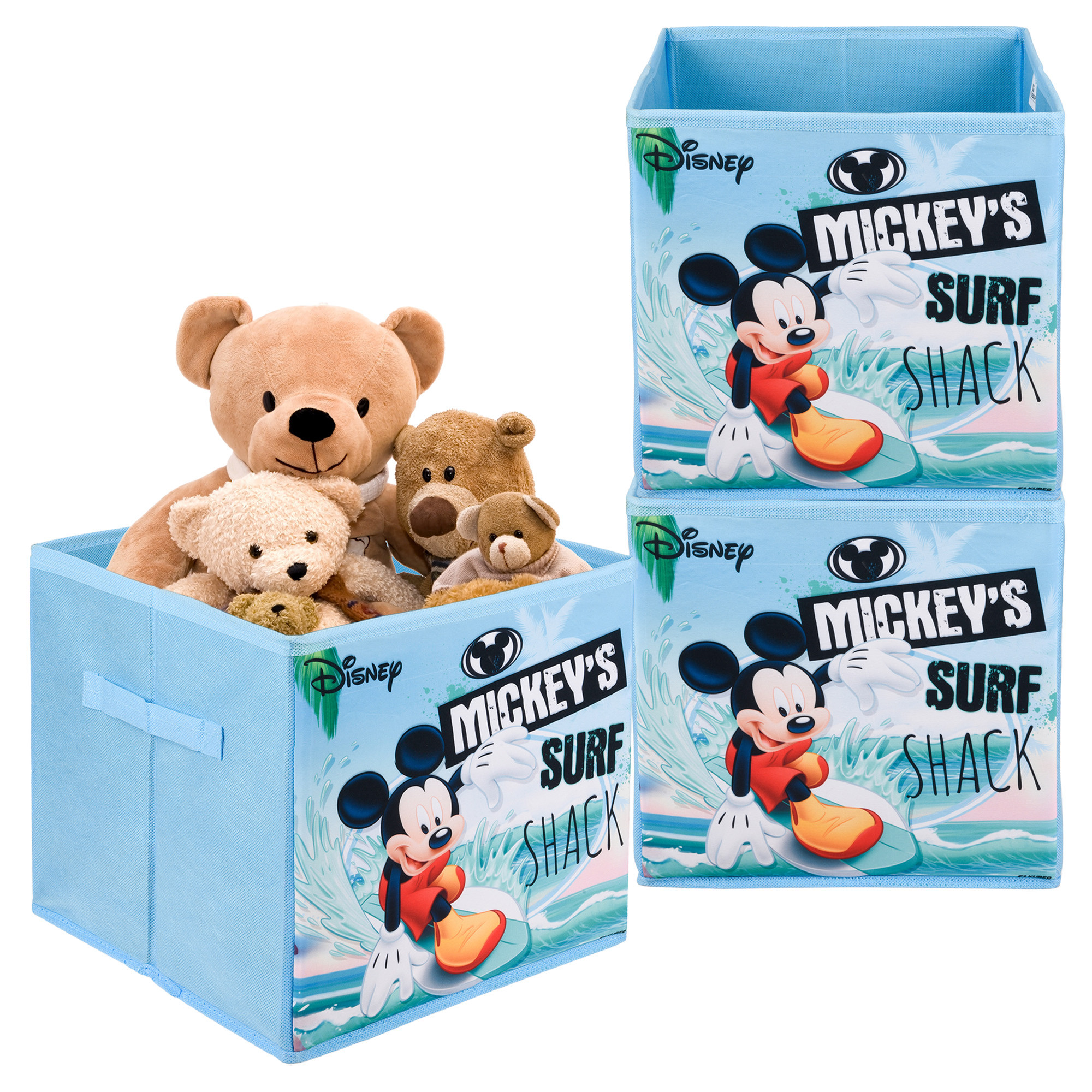 Kuber Industries Storage Box | Square Toy Storage Box | Wardrobe Organizer for Clothes-Books-Toys | Stationary Organizer | Drawer Organizer Box with Handle | Disney Mickey | Sky Blue