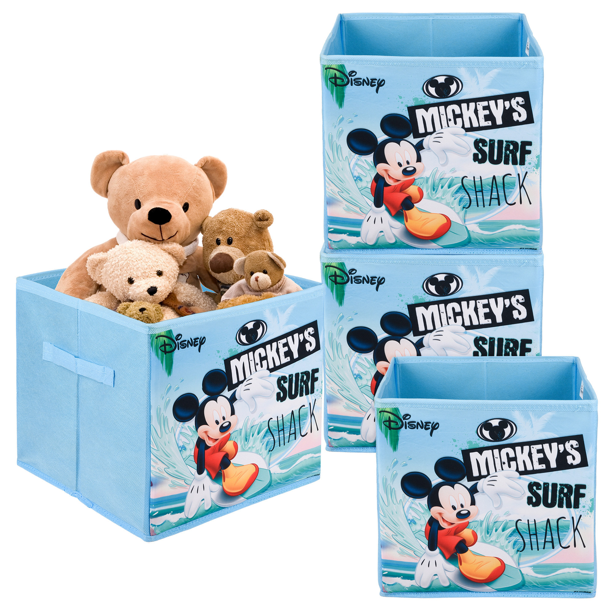 Kuber Industries Storage Box | Square Toy Storage Box | Wardrobe Organizer for Clothes-Books-Toys | Stationary Organizer | Drawer Organizer Box with Handle | Disney Mickey | Sky Blue