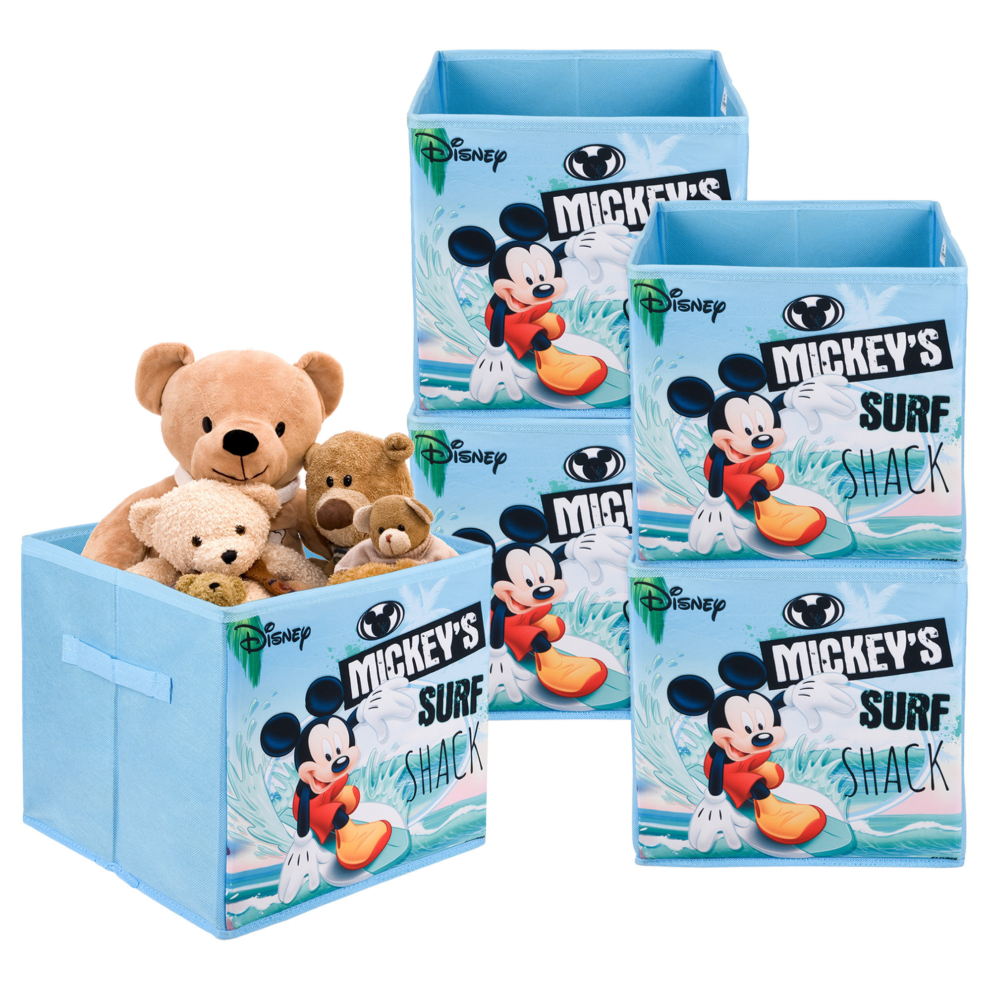 Kuber Industries Storage Box | Square Toy Storage Box | Wardrobe Organizer for Clothes-Books-Toys | Stationary Organizer | Drawer Organizer Box with Handle | Disney Mickey | Sky Blue