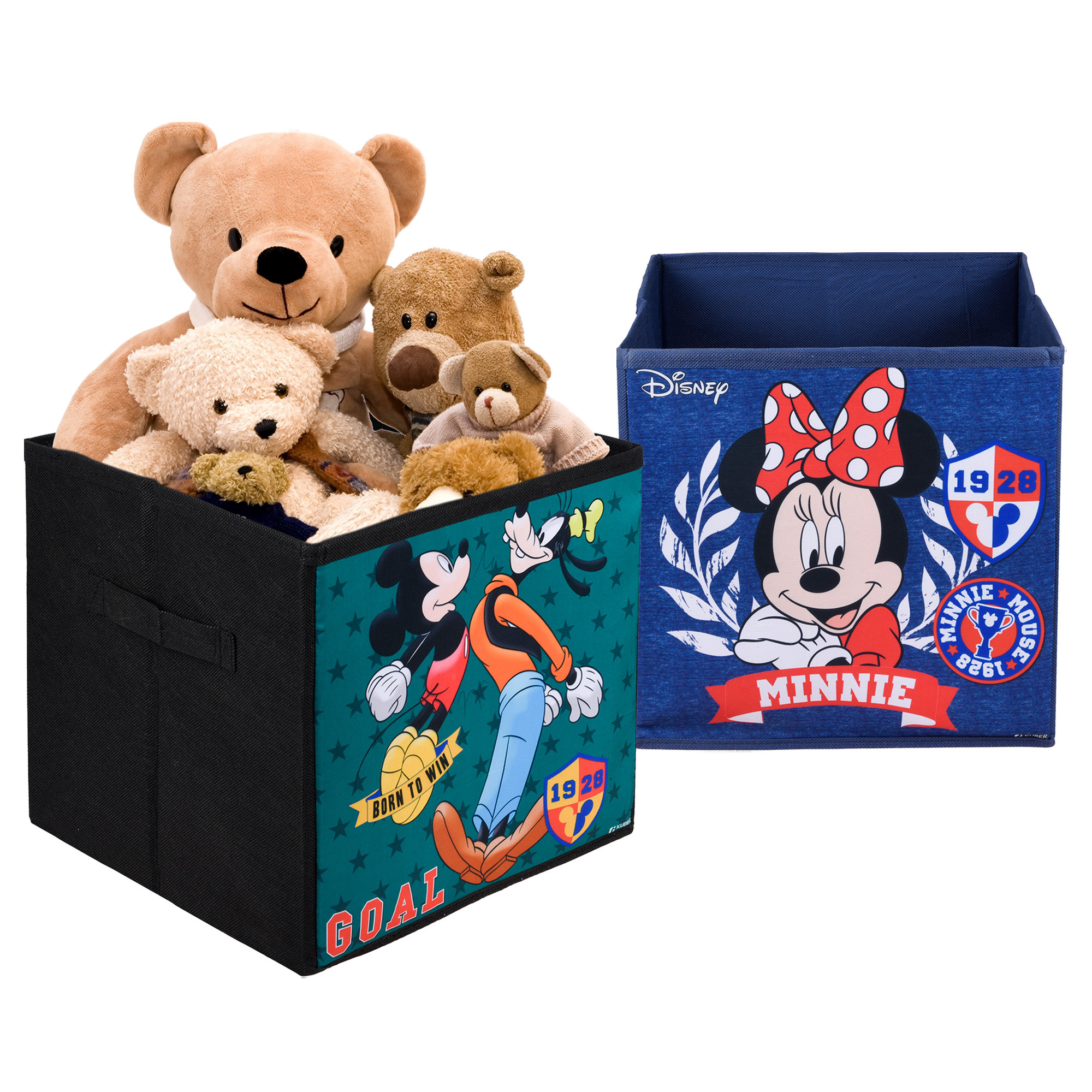Kuber Industries Storage Box | Square Toy Storage Box | Wardrobe Organizer for Clothes-Books-Toys | Stationary Organizer | Drawer Organizer Box with Handle | Disney-Print | Black & Navy Blue