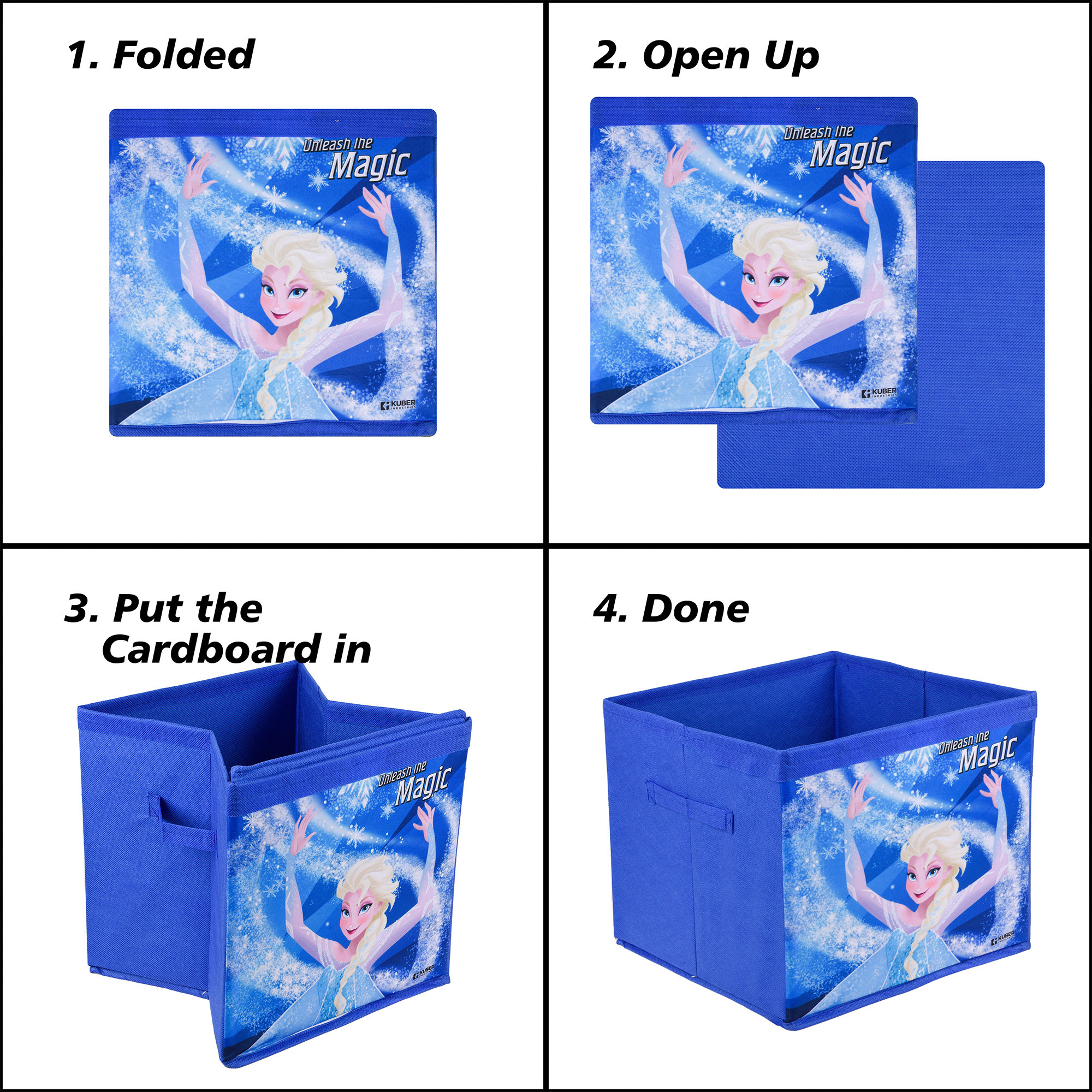 Kuber Industries Storage Box | Square Toy Storage Box | Wardrobe Organizer for Clothes-Books-Toys | Stationary Organizer | Drawer Organizer Box with Handle | Disney-Print | Black & Blue