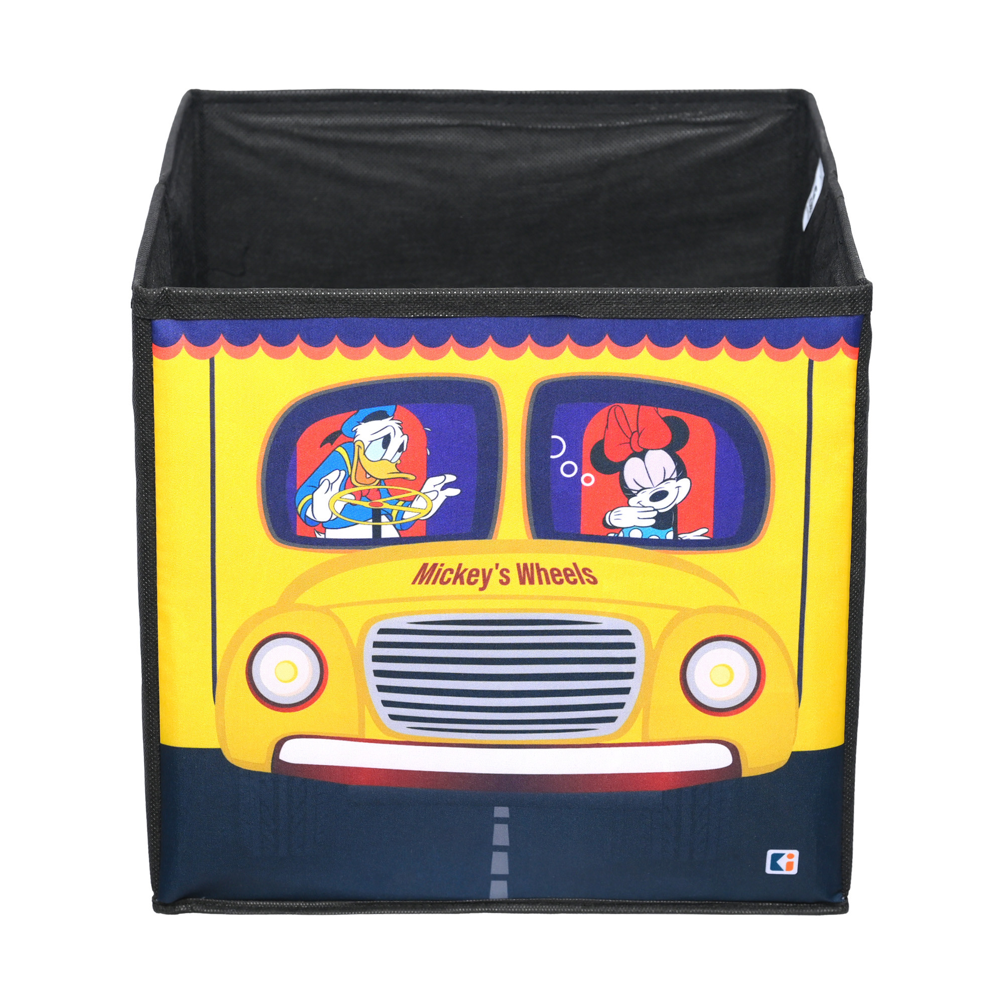 Kuber Industries Storage Box | Square Toy Storage Box | Wardrobe Organizer for Clothes-Books-Toys-Stationary | Drawer Organizer Box with Handle | Disney-Print | Yellow & Navy Blue