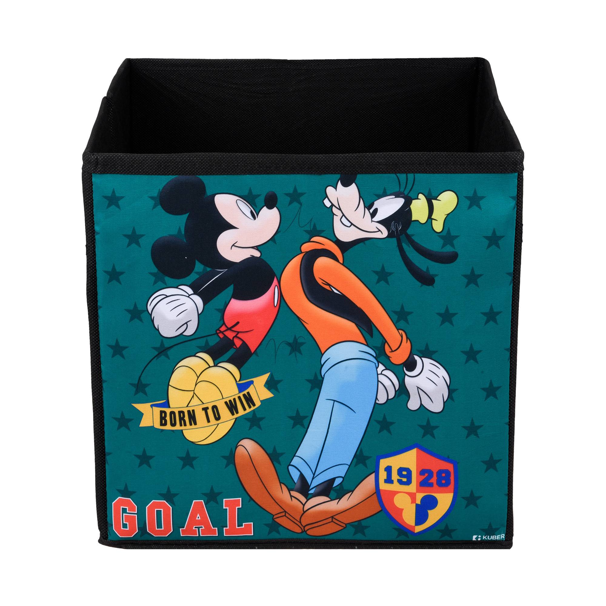 Kuber Industries Storage Box | Square Toy Storage Box | Wardrobe Organizer for Clothes-Books-Toys-Stationary | Drawer Organizer Box with Handle | Disney-Print | Black & Pink