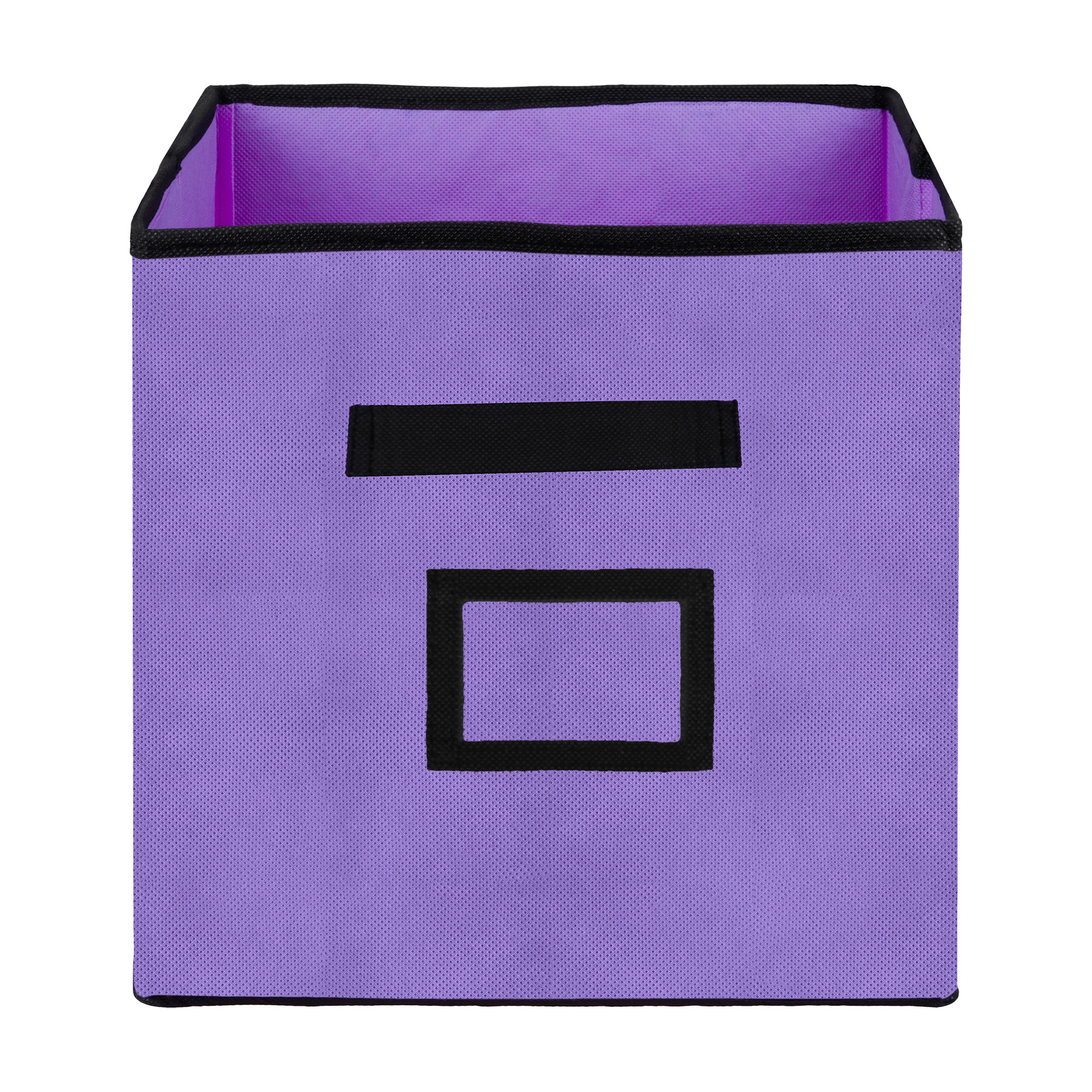 Kuber Industries Storage Box | Square Toy Storage Box | Wardrobe Organizer for Clothes-Books-Toys-Stationary | Drawer Organizer Box with Handle & Name Pocket | Purple & Brown