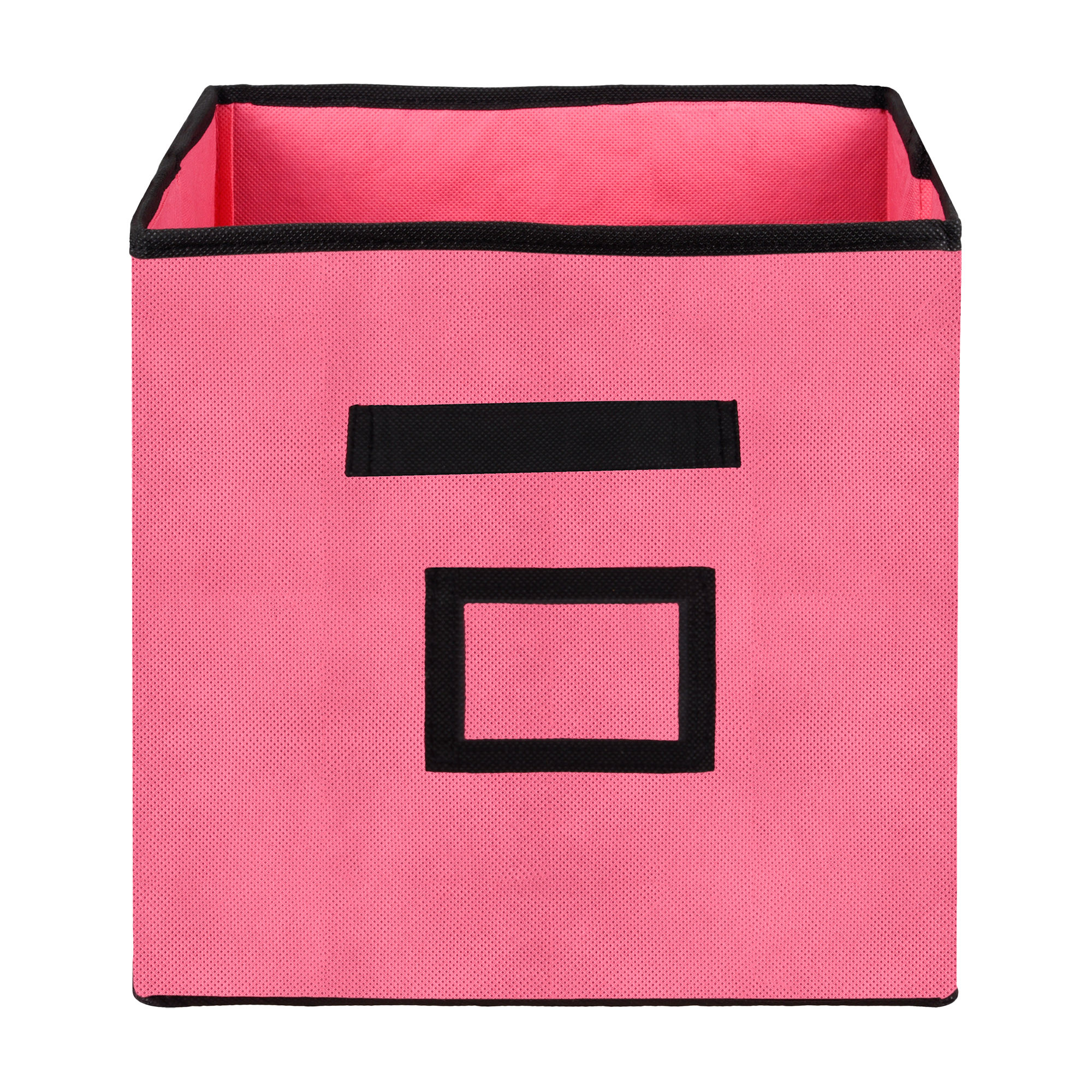 Kuber Industries Storage Box | Square Toy Storage Box | Wardrobe Organizer for Clothes-Books-Toys-Stationary | Drawer Organizer Box with Handle & Name Pocket | Pink & Brown