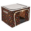 Kuber Industries Storage Box | Steel Frame Living Box | Storage Organizer For Clothes | Saree Cover for Woman | Teddy Print Cloth Organizer | 66 Liter | Brown