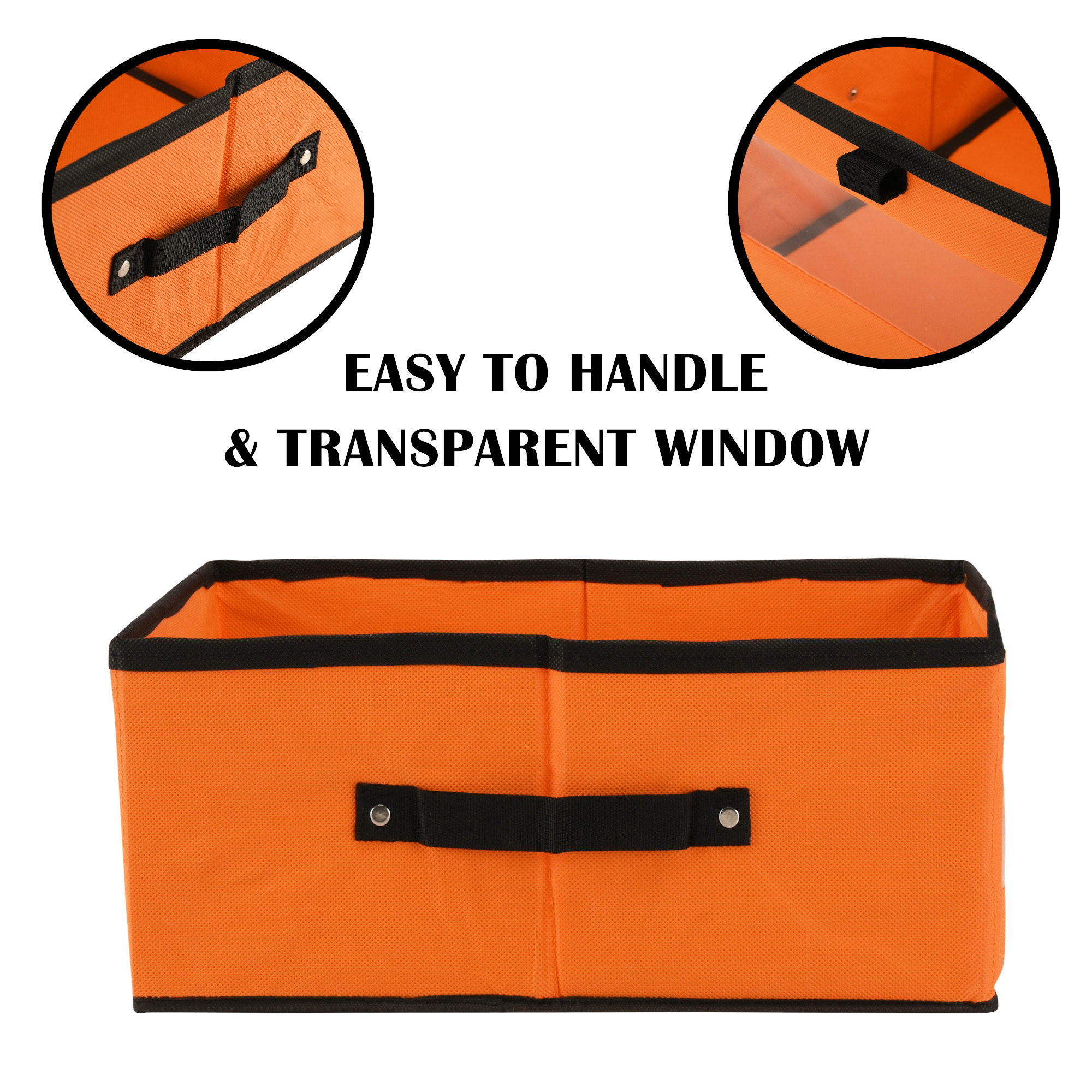 Kuber Industries Storage Box  Wardrobe Organizer  Foldable Storage Organizer with Transparent Window  Drawer Box  Closet Organizer for Saree Shirts Blankets Books  Toys  Orange