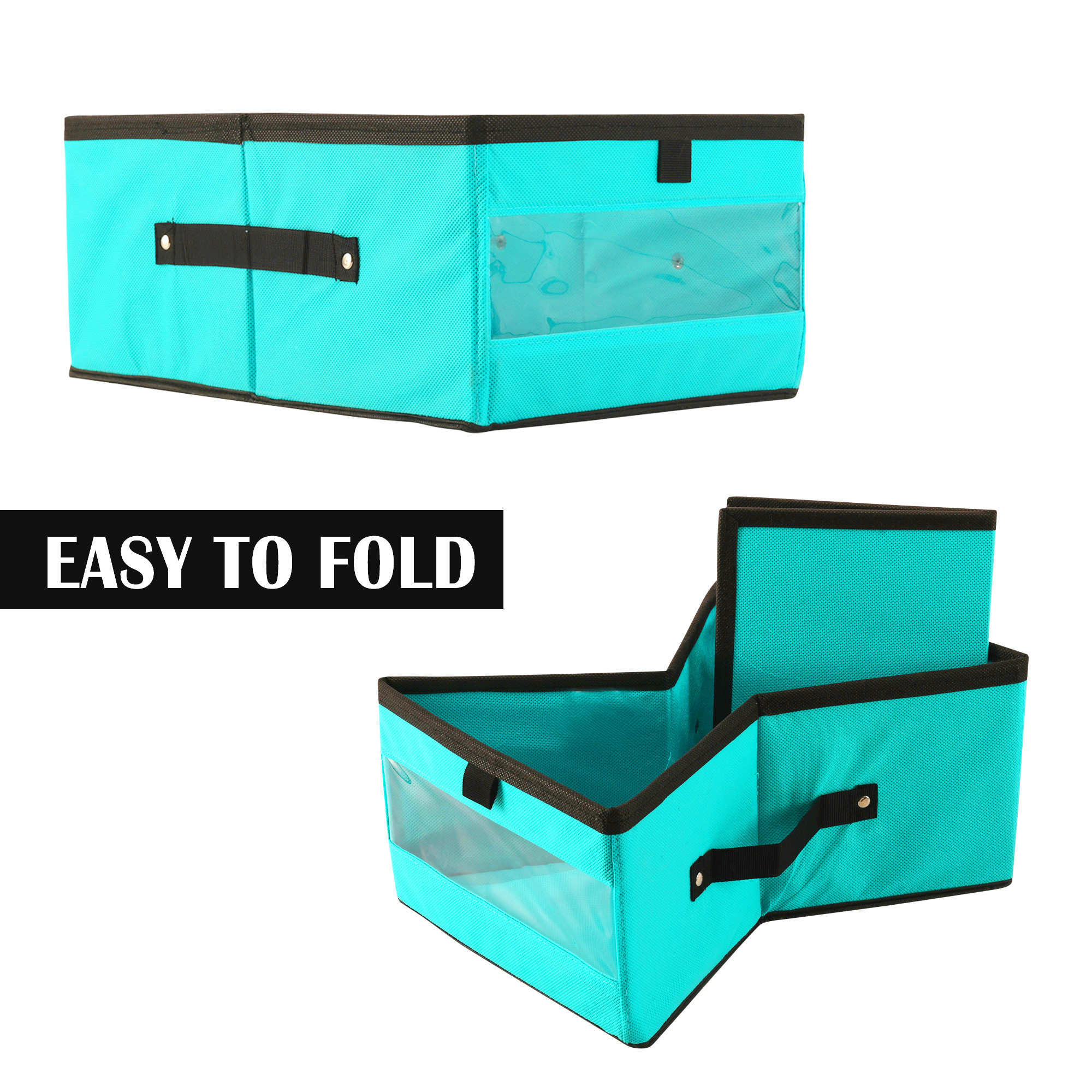 Kuber Industries Storage Box  Wardrobe Organizer  Foldable Storage Organizer with Transparent Window  Drawer Box  Closet Organizer for Saree Shirts Blankets  Books  Reliance Green