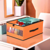 Storage Box | Wardrobe Organizer | Foldable Storage Organizer with Transparent Window | Drawer Box | Closet Organizer for Saree, Shirts, Blankets, Books &amp; Toys | Orange