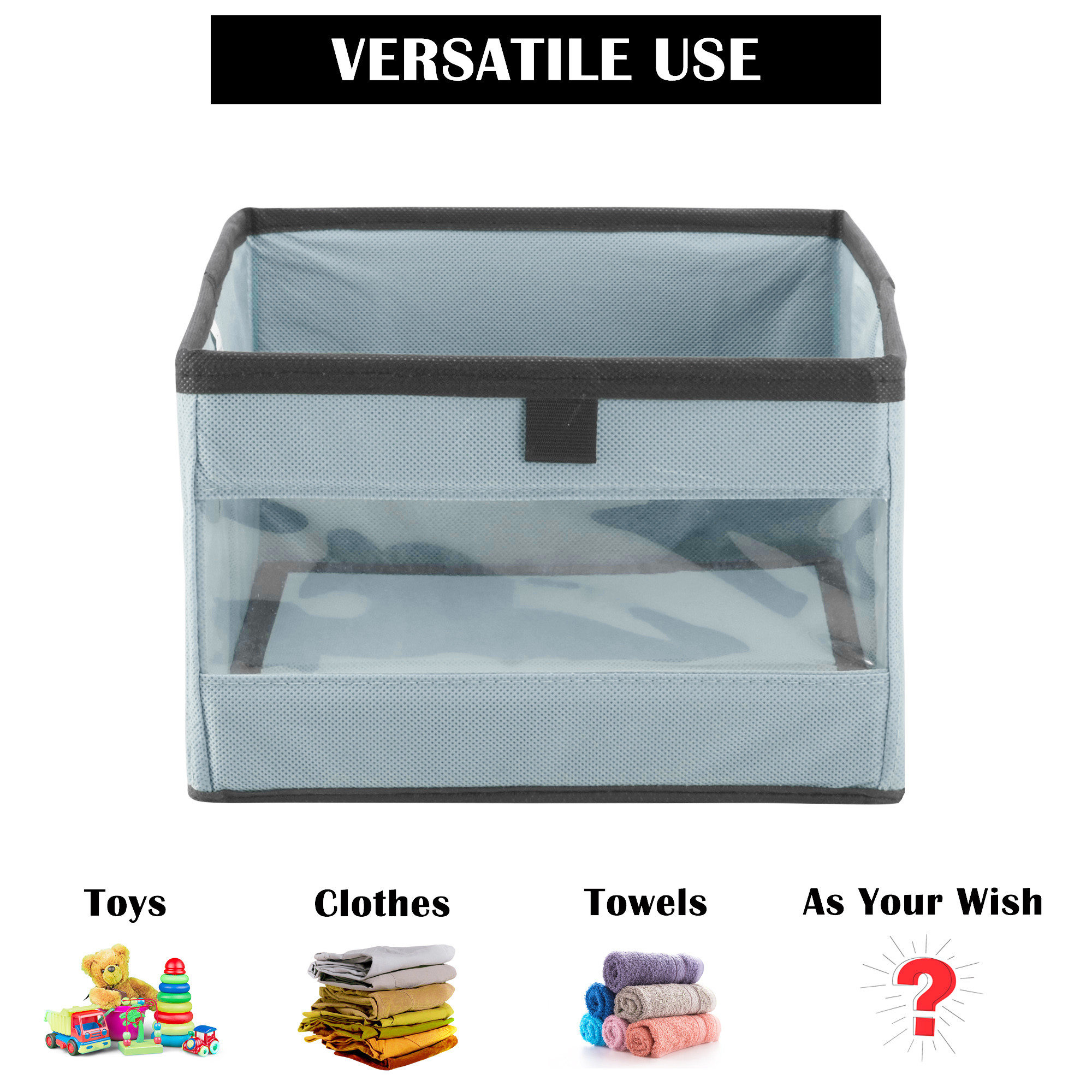Kuber Industries Storage Box  Wardrobe Organizer  Foldable Storage Organizer with Transparent Window  Drawer Box  Closet Organizer for Saree Shirts Blankets Books  Toys  Grey