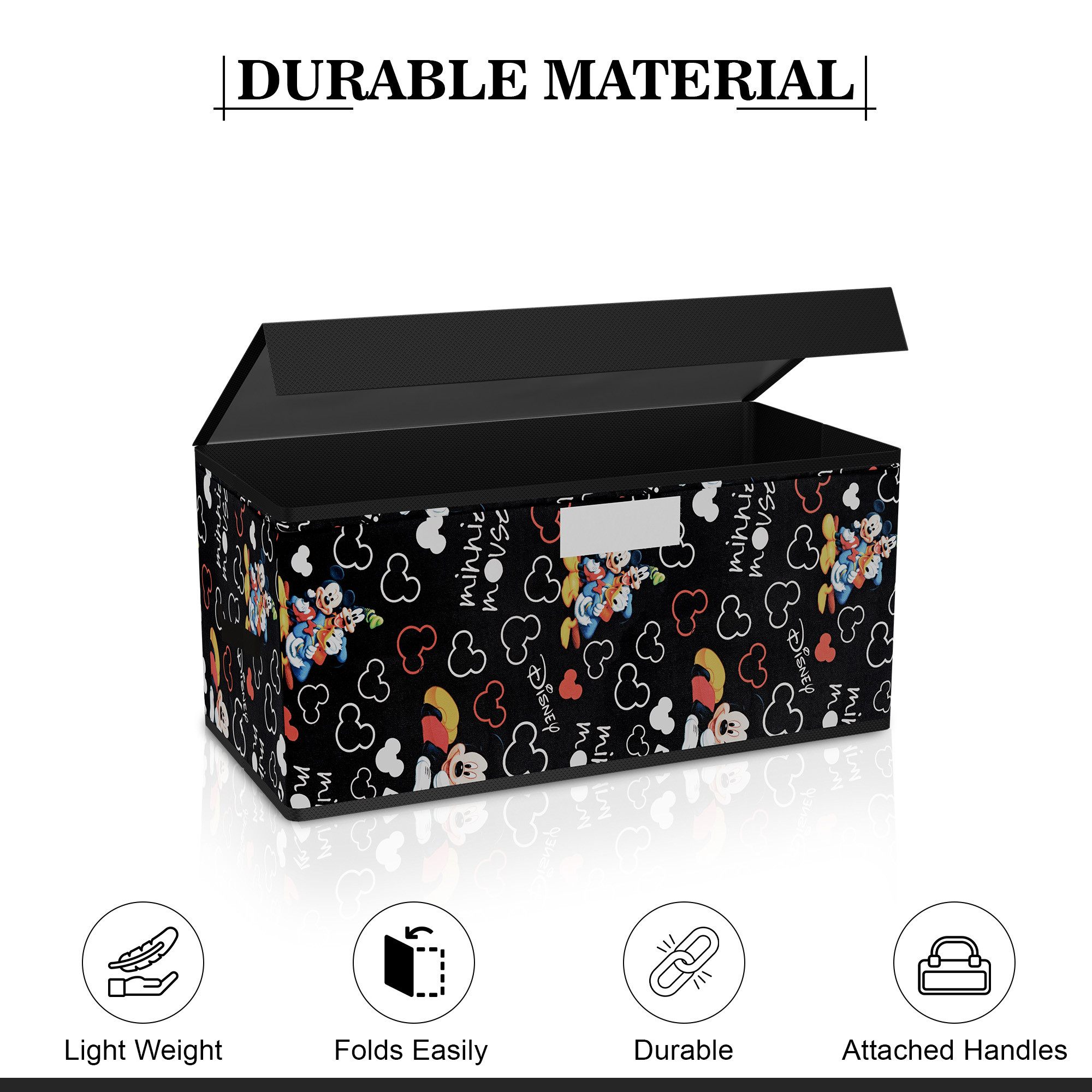 Kuber Industries Storage Box for Wardrobe with Transparent Lid  Closet Organizers  Baby Clothes Organizer  Foldable Dress Organizer  Disney Minnie Cupboard Organiser  Small  Black