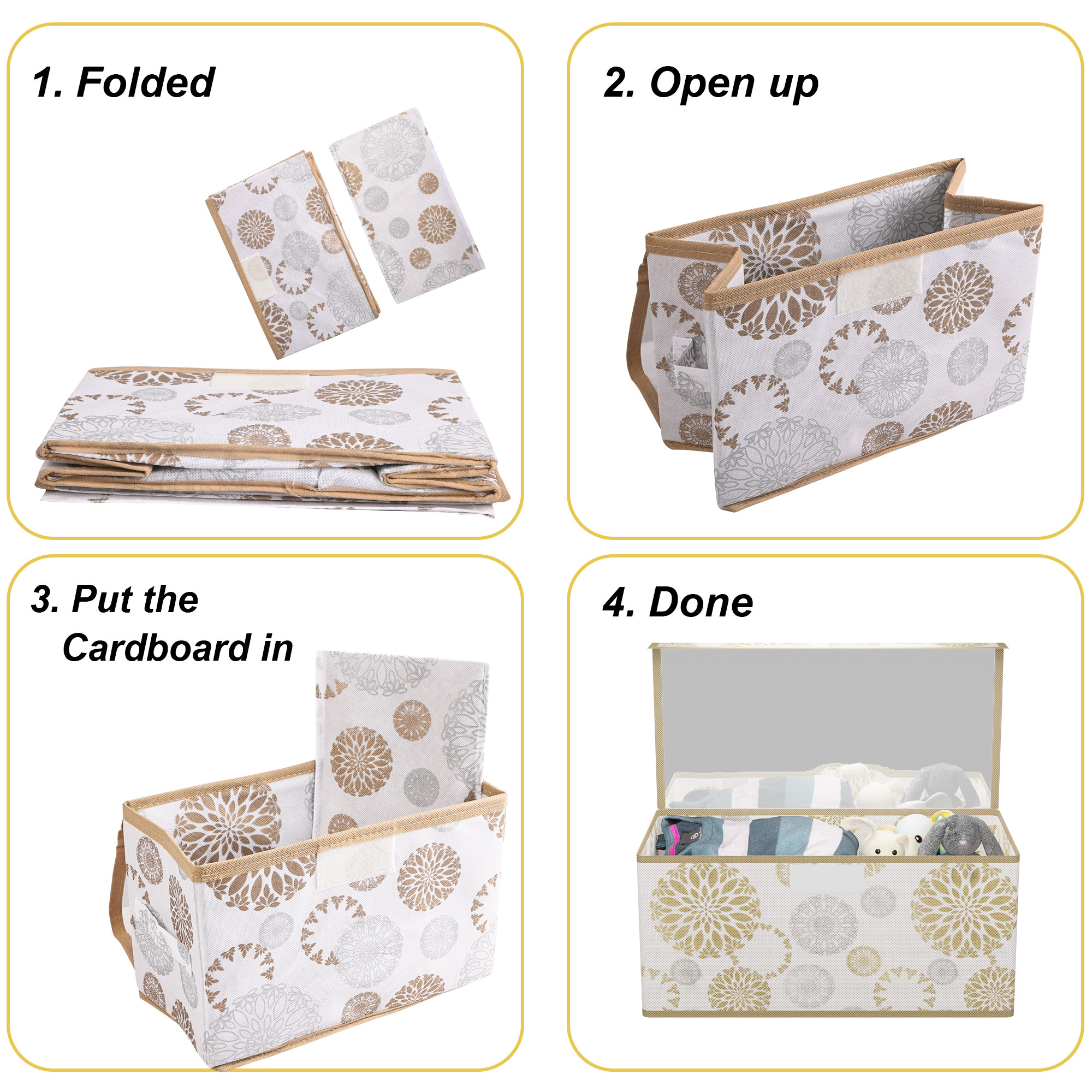 Kuber Industries Storage Box with Transparent Lid  Closet Organizers for Toys  Book Storage  Foldable Almirah Dress Organizer Boxes  CupboardWardrobe Drawer Organiser   - Gola  White