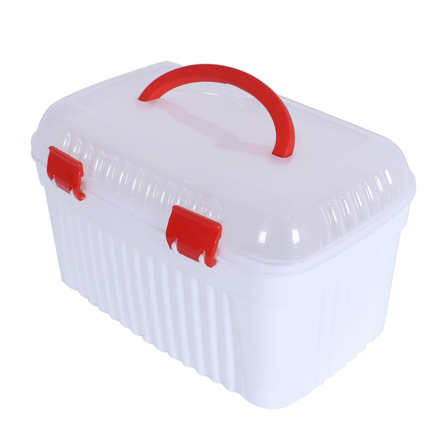 Kuber Industries Storage Box|Portable Plastic Box for Home|First Aid Box|Travel Medicine Organzier Box (White)