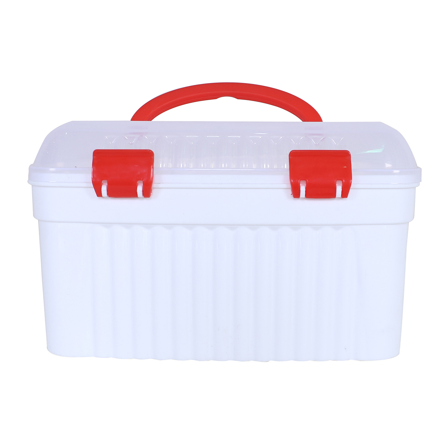 Kuber Industries Storage Box|Portable Plastic Box for Home|First Aid Box|Travel Medicine Organzier Box (White)