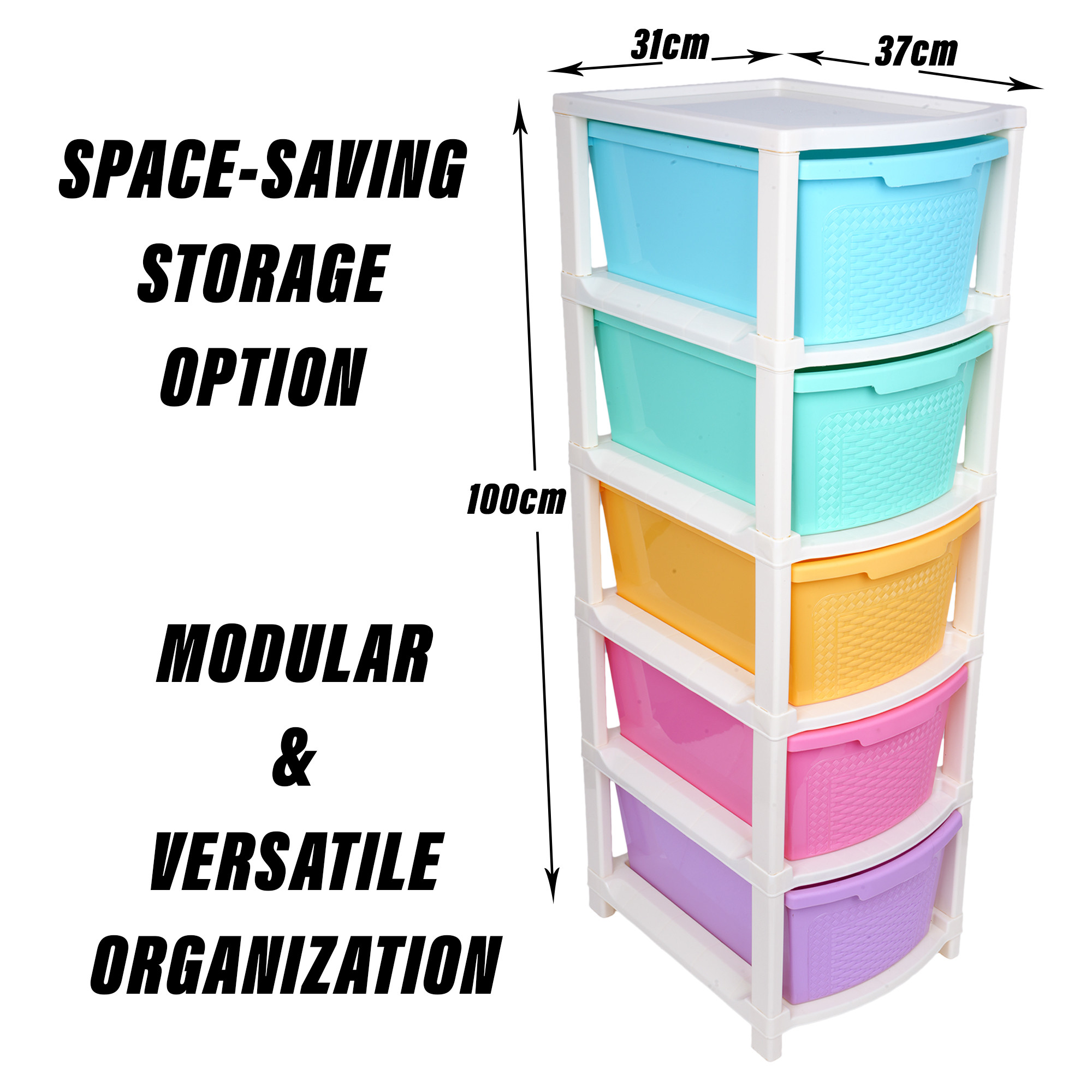 Kuber Industries Storage Drawer Rack | Plastic Modular Drawer Rack for office | Storage Rack for School | Storage Rack for Toys | Drawers Boxes Storage Rack for Home | 5-Tier | Multicolor