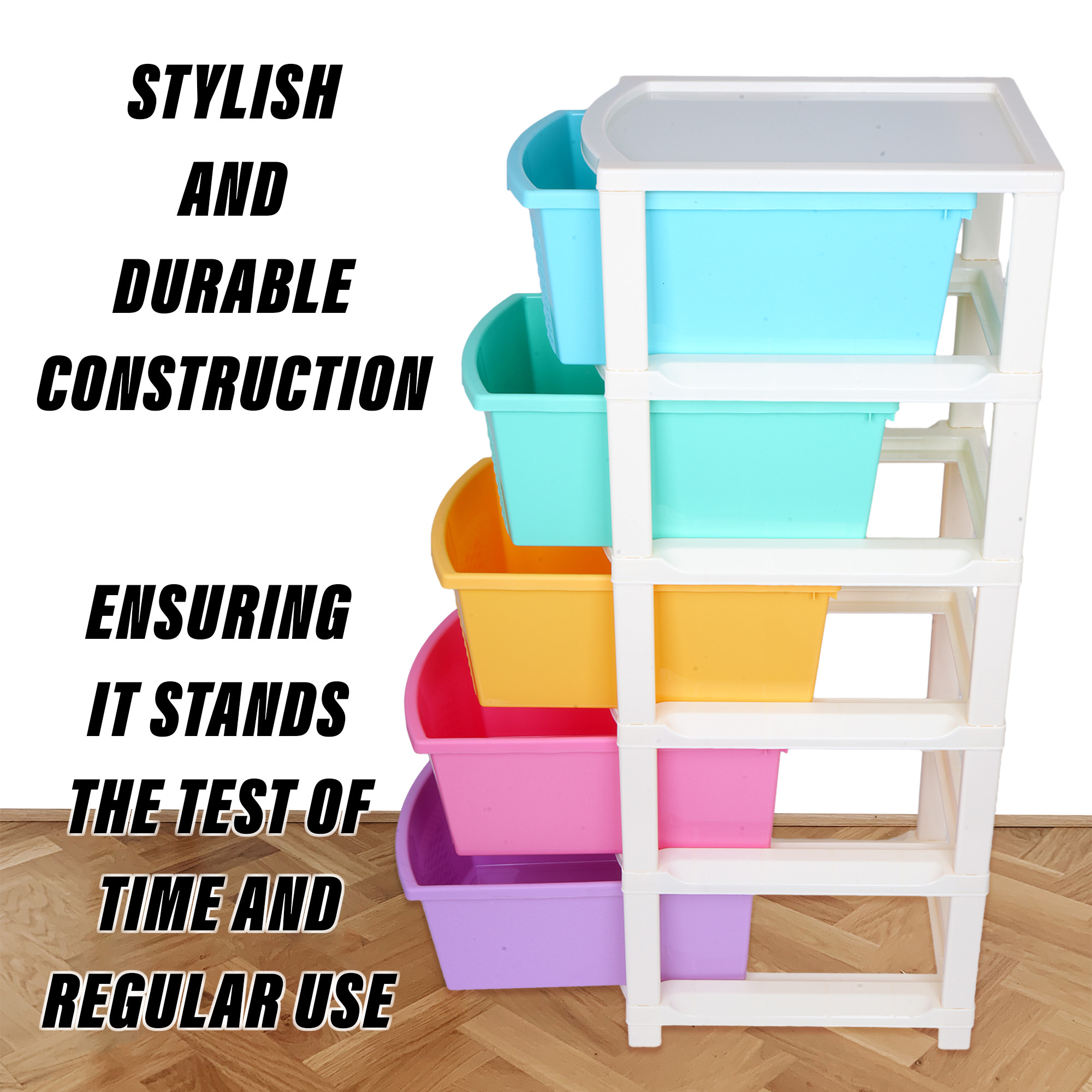 Kuber Industries Storage Drawer Rack | Plastic Modular Drawer Rack for office | Storage Rack for School | Storage Rack for Toys | Drawers Boxes Storage Rack for Home | 5-Tier | Multicolor