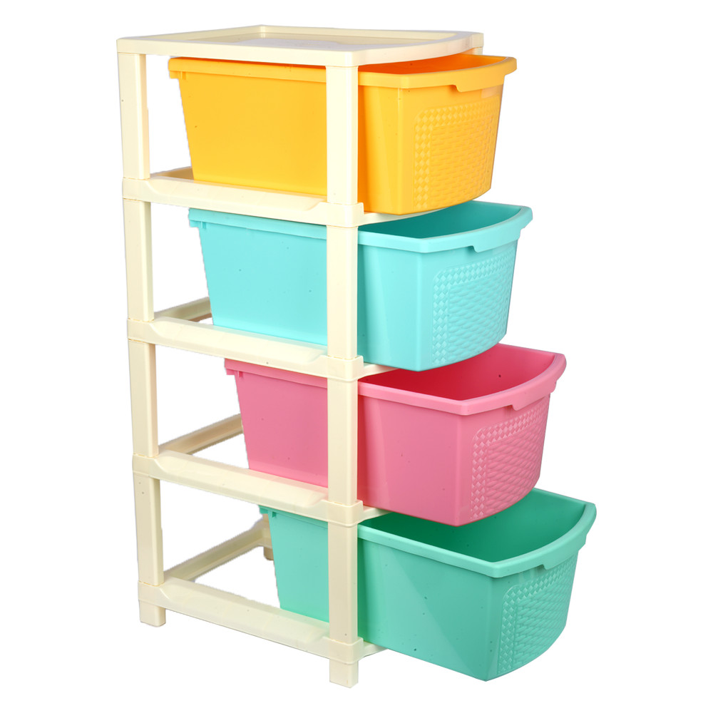 Kuber Industries Storage Drawer Rack | Plastic Modular Drawer Rack for office | Storage Rack for School | Storage Rack for Toys | Drawers Boxes Storage Rack for Home | 4-Tier | Multicolor