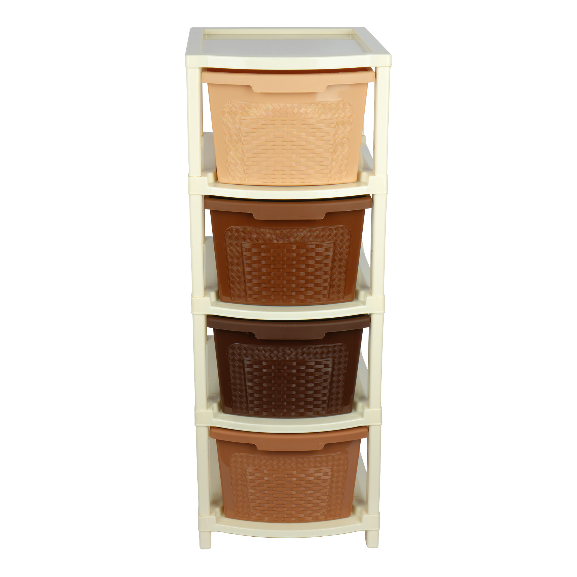 Kuber Industries Storage Drawer Rack | Plastic Modular Drawer Rack for office | Storage Rack for School | Storage Rack for Toys | Drawers Boxes Storage Rack for Home | 4-Tier | Brown