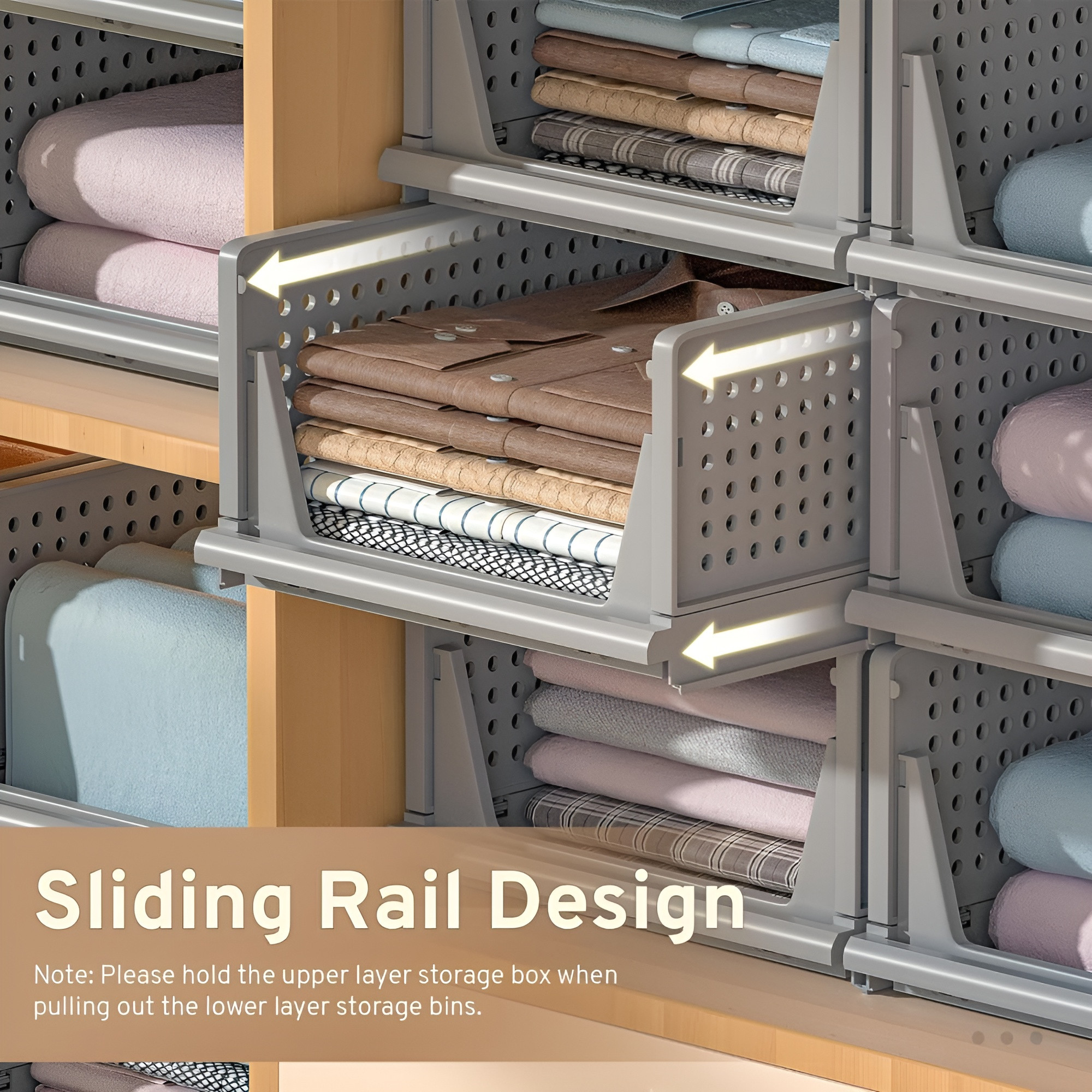 Kuber Industries Storage Organizer  Wardrobe Organizer For Clothes  Cupboard Organizer  Foldable Shirt Stacker Box  Cloth Box for Almirah  Closet Storage Basket  Large  2 Piece Set  Gray