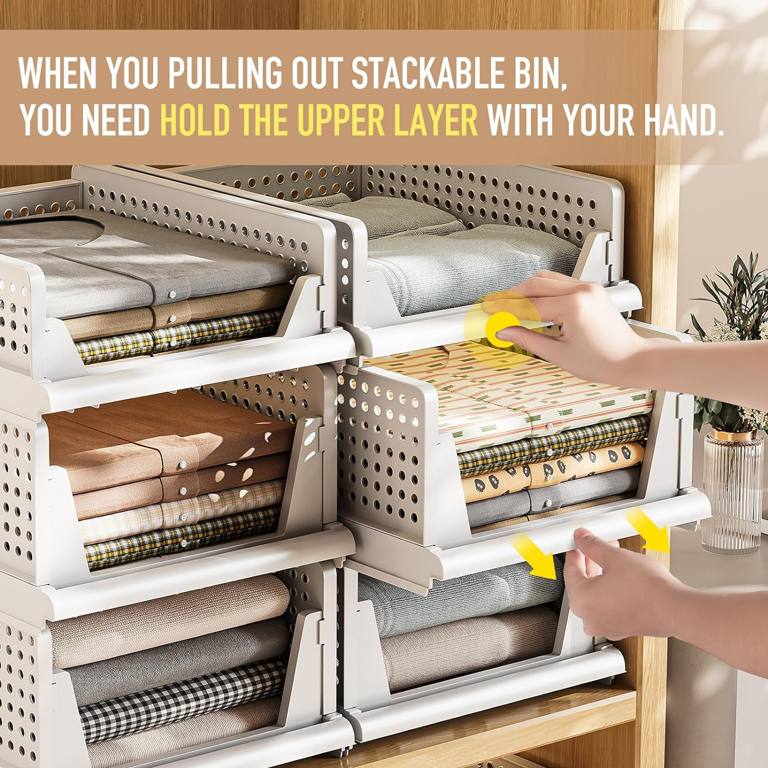 Kuber Industries Storage Organizer  Wardrobe Organizer For Clothes  Cupboard Organizer  Foldable Shirt Stacker Box  Cloth Box for Almirah  Closet Storage Basket  Large  2 Piece Set  White