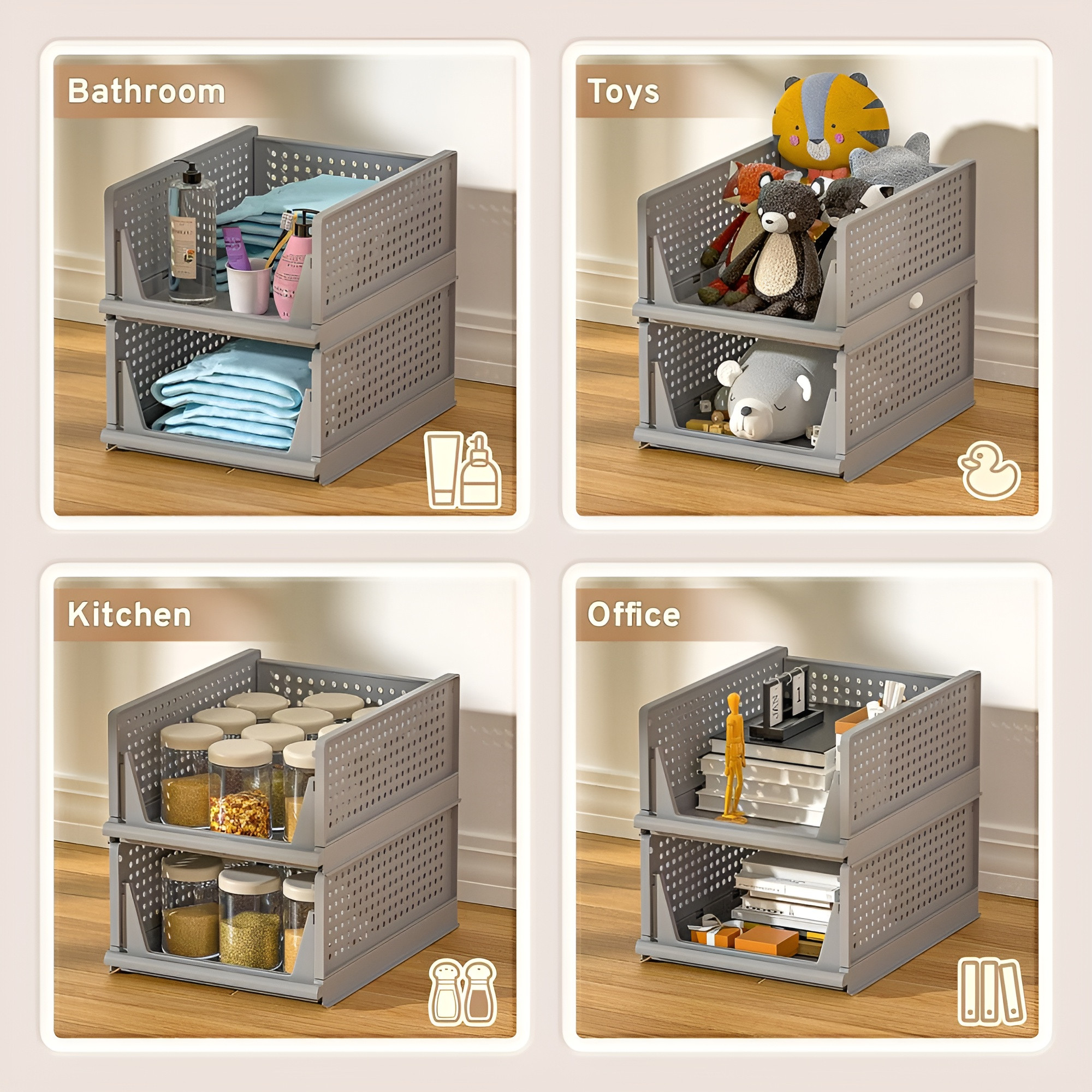 Kuber Industries Storage Organizer | Wardrobe Organizer For Clothes | Cupboard Organizer | Foldable Shirt Stacker Box | Cloth Box for Almirah | Closet Storage Basket | Large |Gray